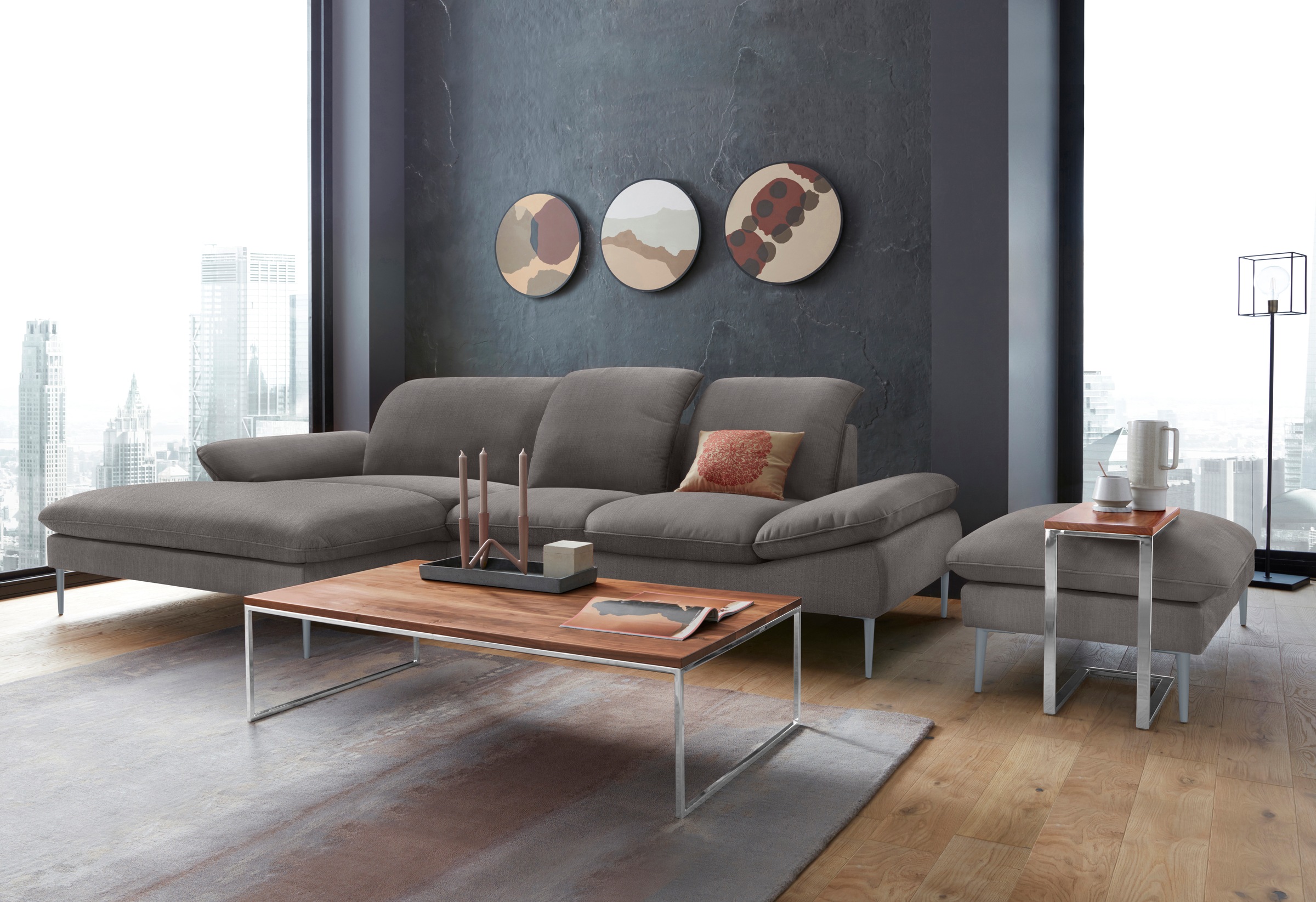 W.SCHILLIG Hocker »enjoy&MORE«, Füße silber matt, Breite 106 cm