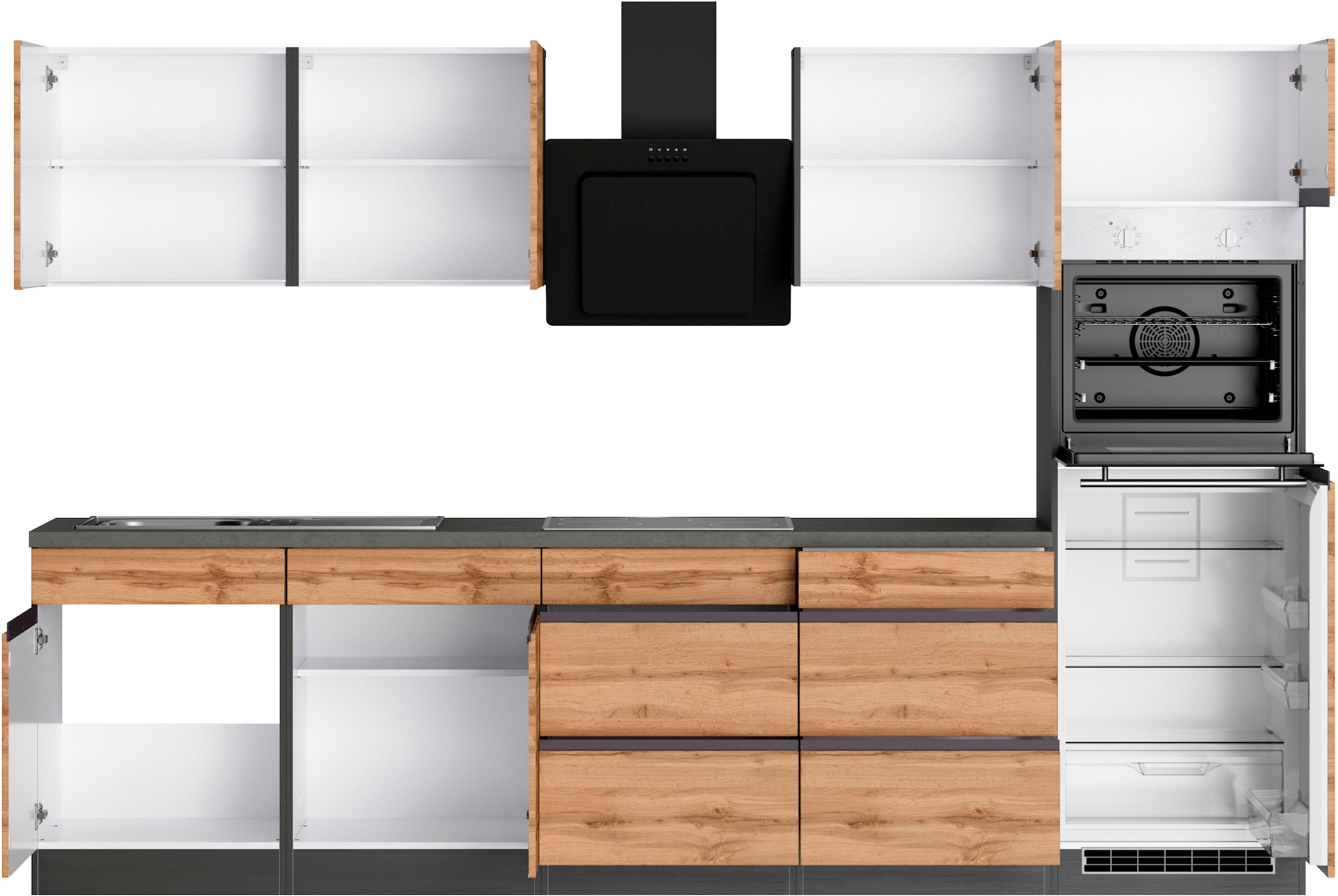 KOCHSTATION Küchenzeile »KS-Riesa« Stellbreite 300 cm, ohne E-Geräte