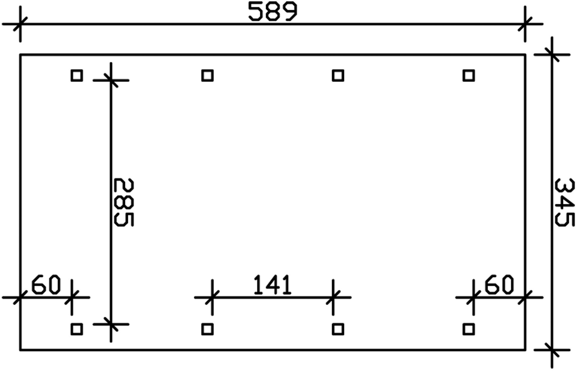 Skanholz Einzelcarport »Spreewald«, Nadelholz, 285 cm, Grün, 345x589cm mit EPDM-Dach, rote Blende