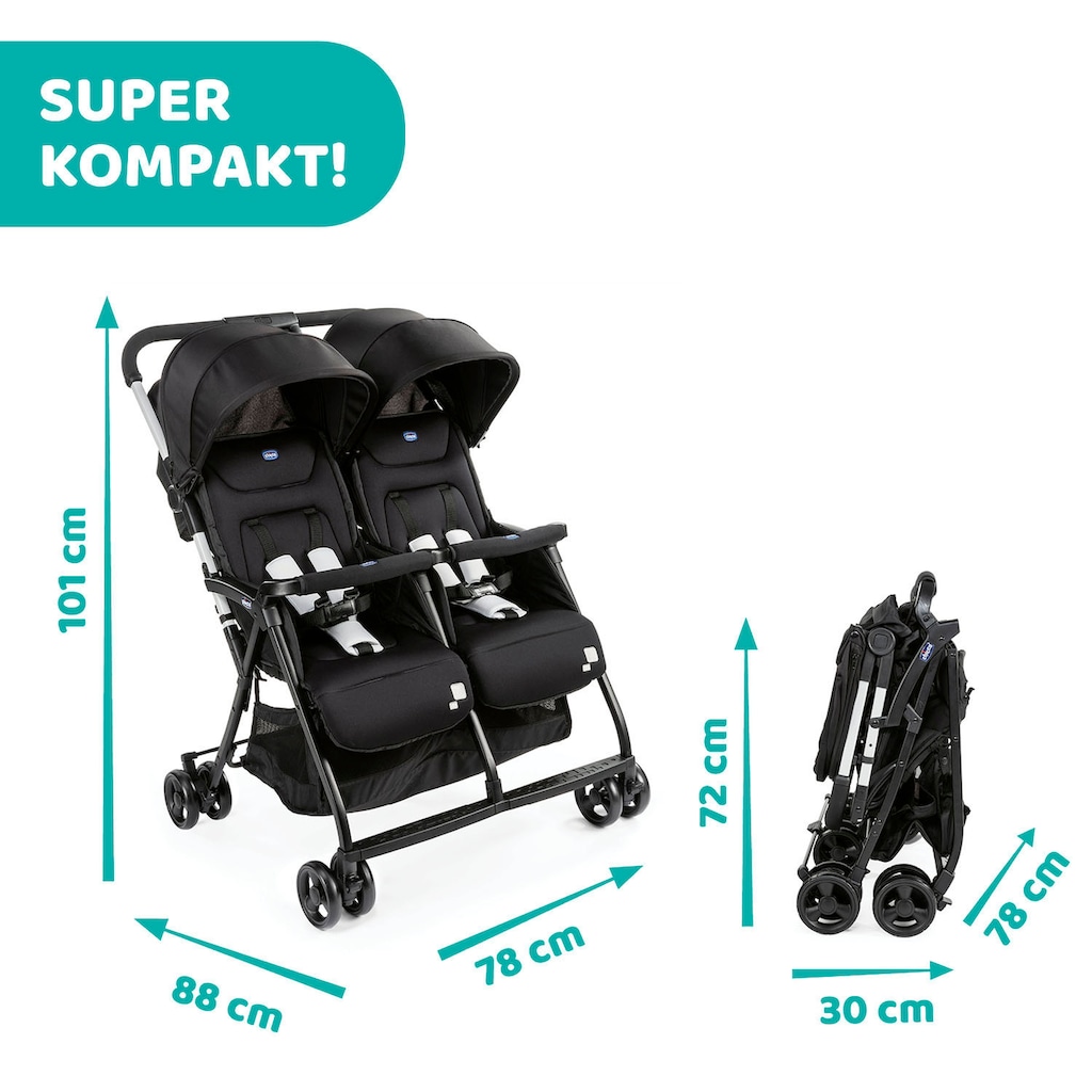 Chicco Zwillingsbuggy »OHlalà Twin, Black Night«, 15 kg