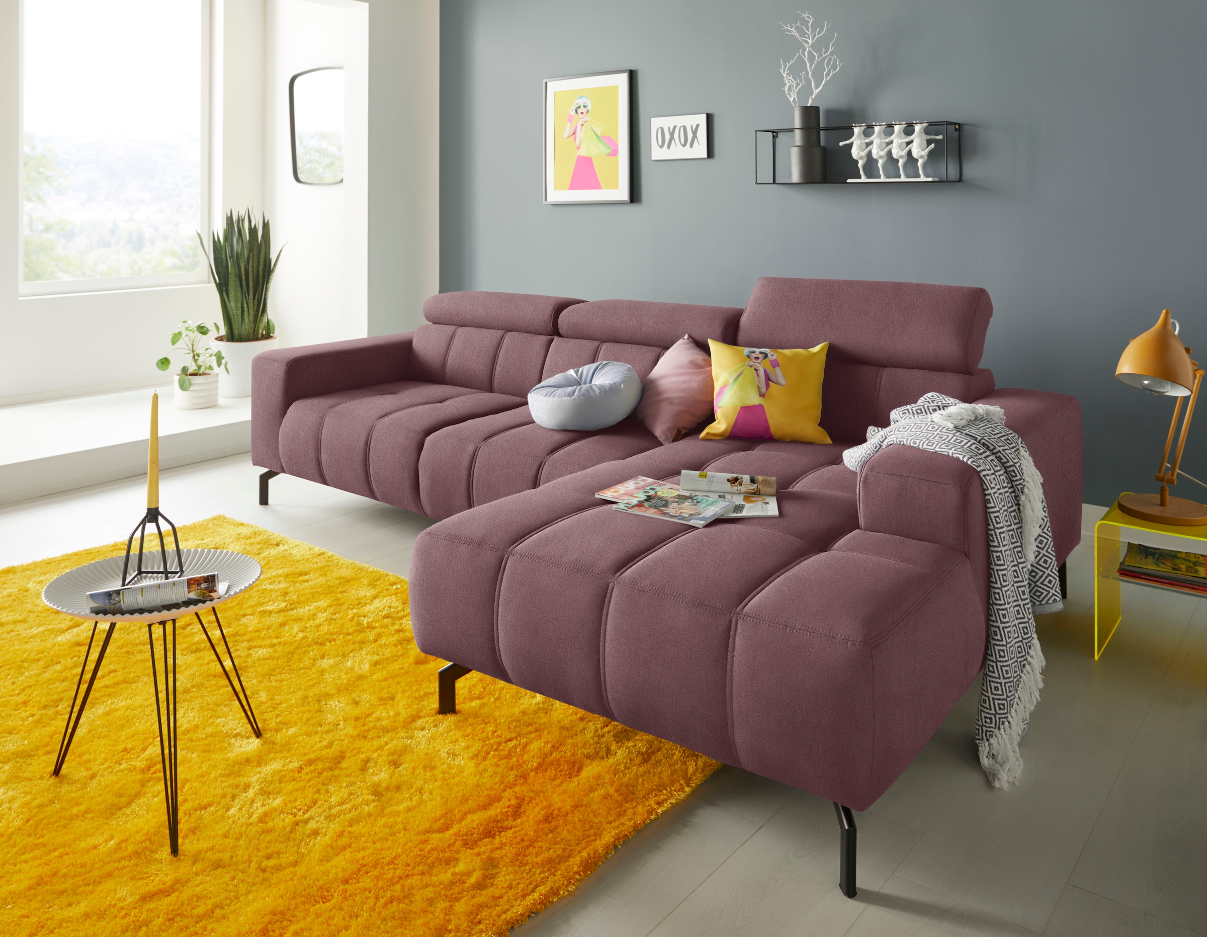 DOMO collection Ecksofa "Cunelli L-Form", wahlweise inklusive 6-fach verste günstig online kaufen