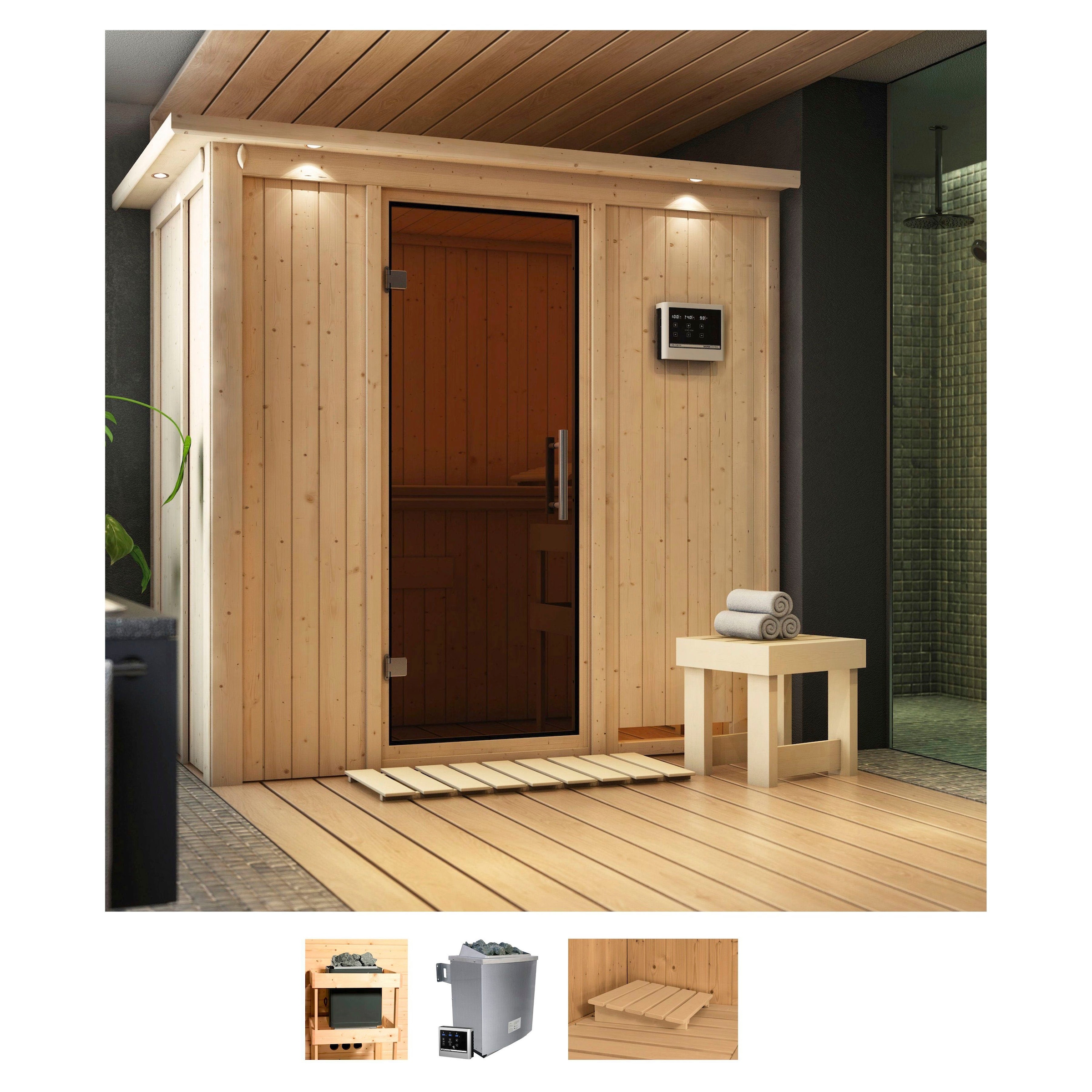 Karibu Sauna »Vada«, 9 KW-Ofen mit externer Steuerung günstig online kaufen