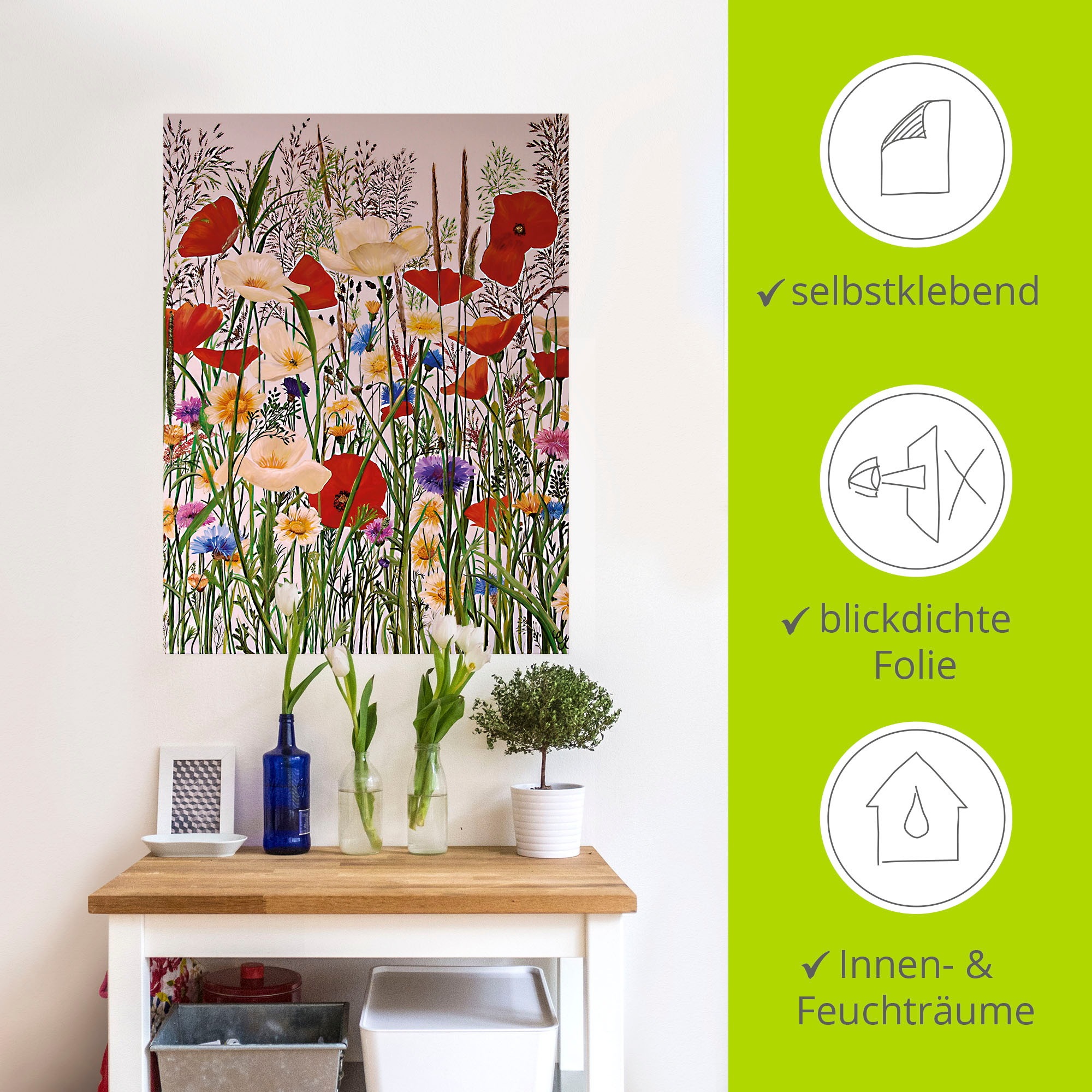 Artland Wandbild »Blumenwiese«, Baumbilder, (1 St.), als Leinwandbild, Wandaufkleber in verschied. Größen