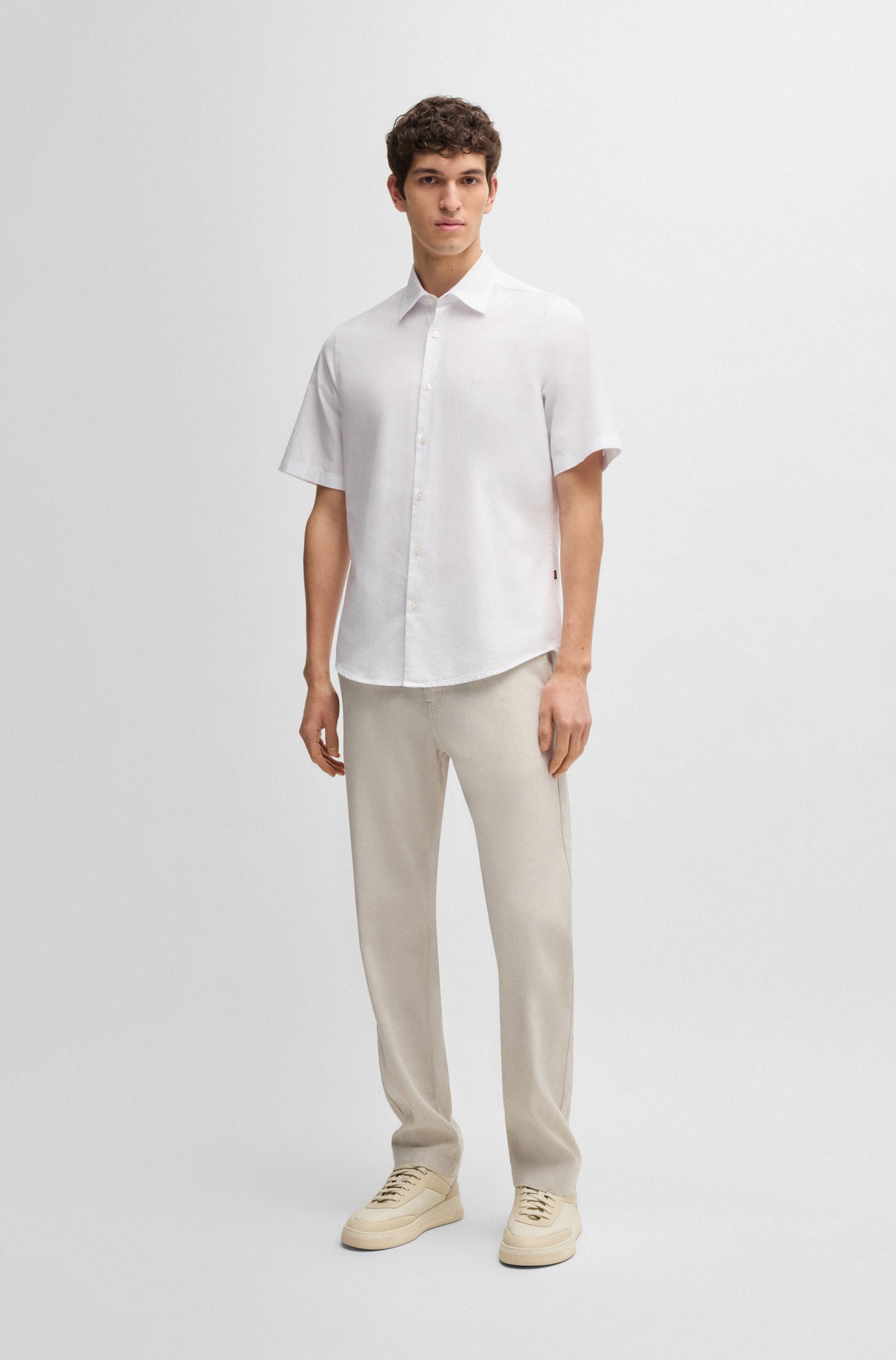 BOSS ORANGE Kurzarmhemd »Rash« mit tonigem Logo