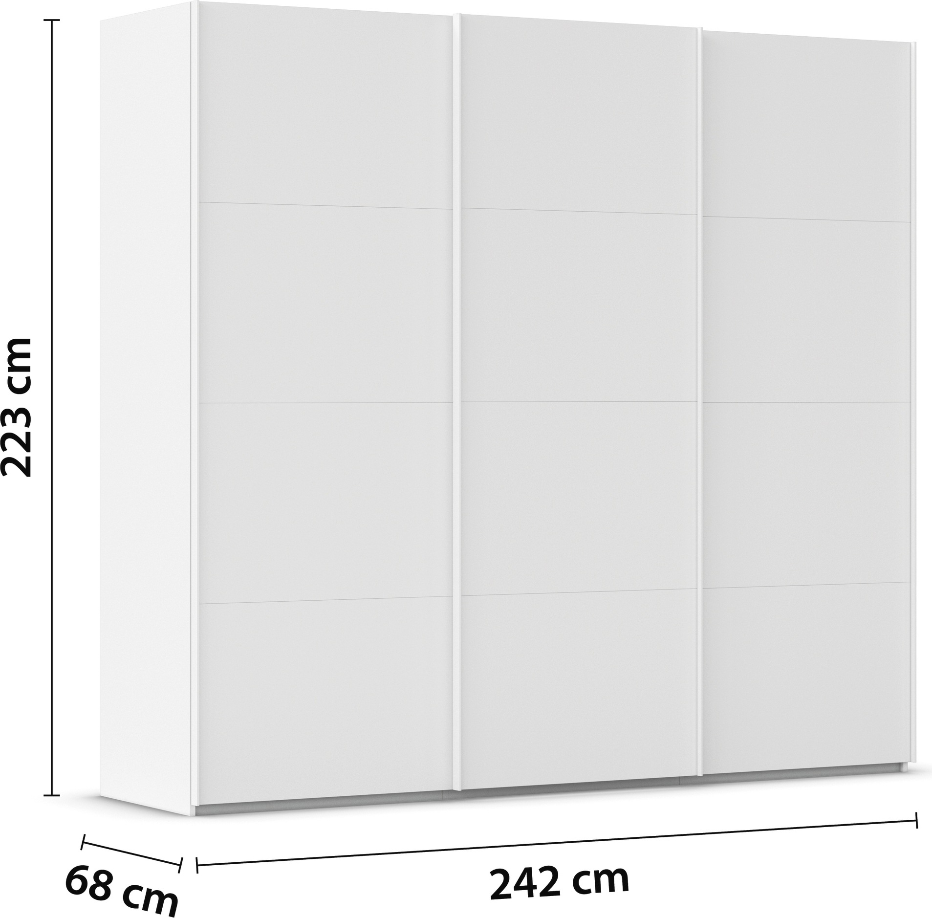 rauch Schwebetürenschrank »Kleiderschrank Schrank Garderobe Schlafzimmerschrank EVELYN«, in elegantem Stil, in 5 Breiten, Griffe in Korpusfarbe MADE IN GERMANY