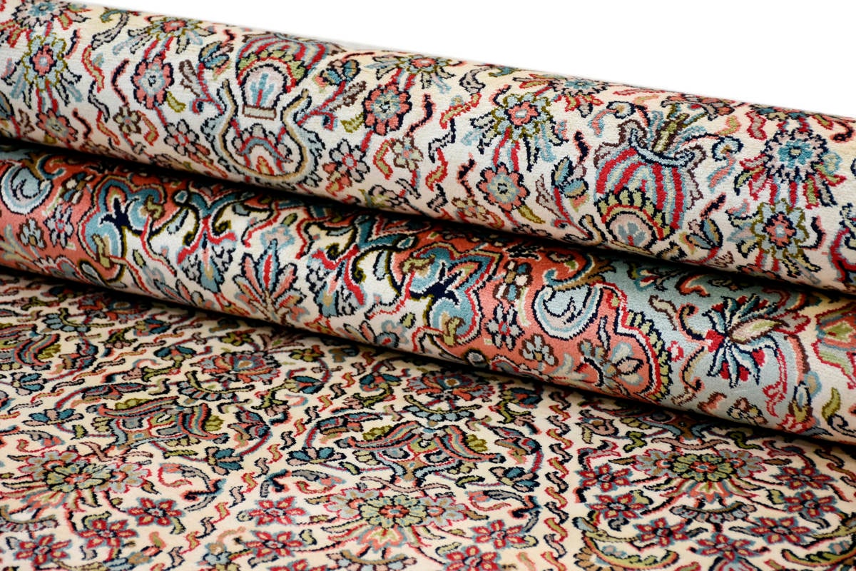 Kayoom Seidenteppich »Kashan 12287«, rechteckig, 10 mm Höhe, Einzelstück mit Zertifikat, Wohnzimmer