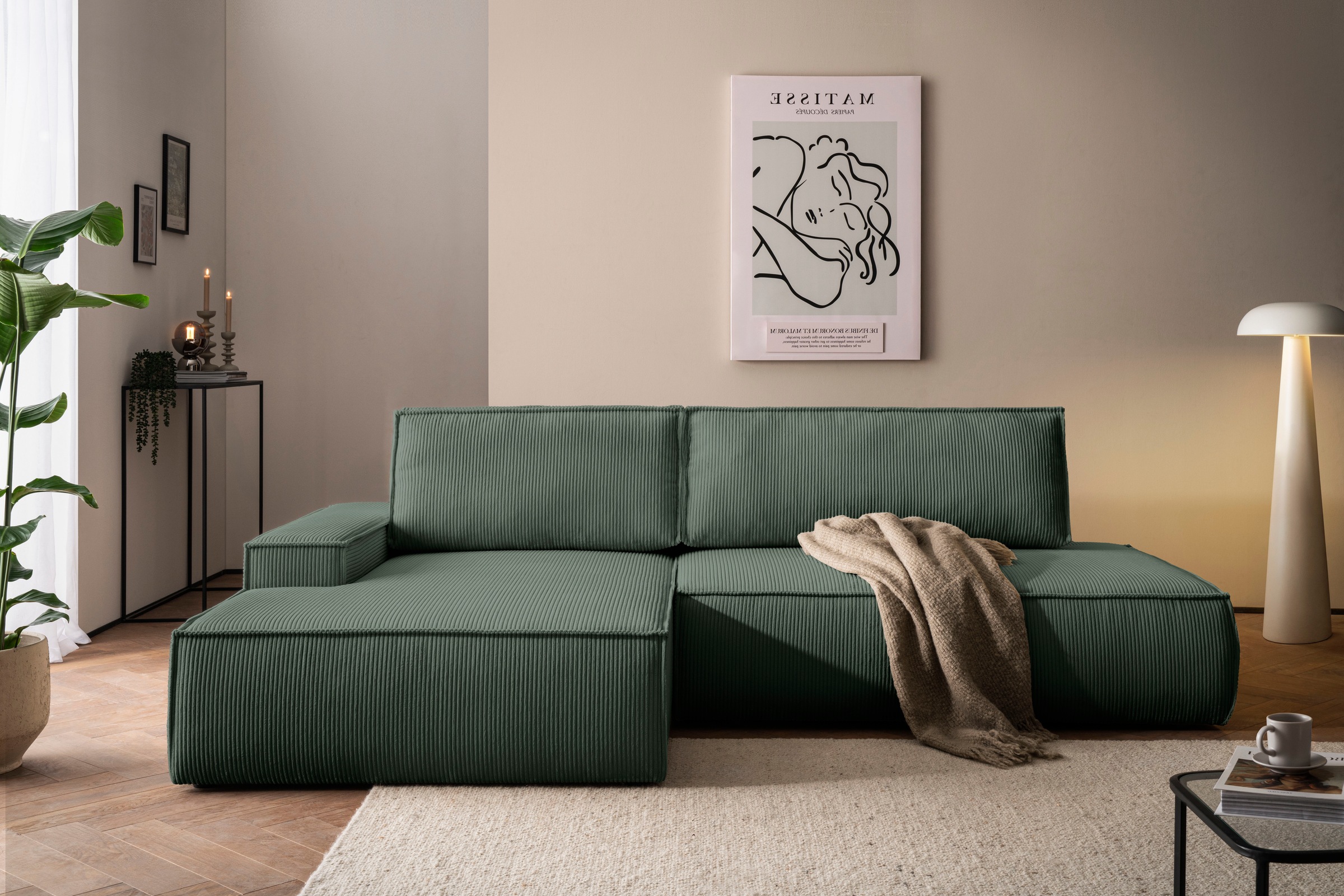 Home affaire Ecksofa »SHERWOOD, Schlafsofa in L-Form offen (275cm), Cord, L günstig online kaufen