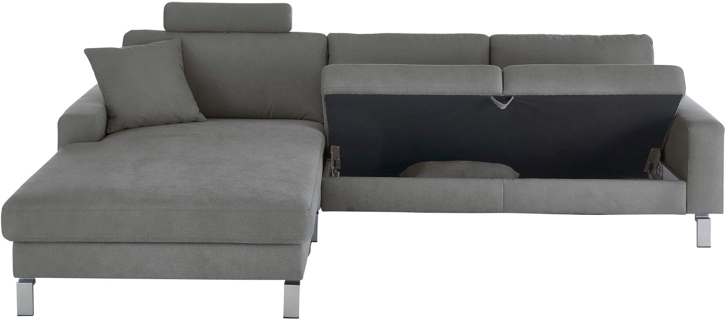 3C Candy Ecksofa »Lecce, wahlweise PUR-Schaumstoff oder Tonnentaschenfederkern«, Bett im 2,5-Sitzer, teilmotorische Schlaffunktion im Longchair, L-Form