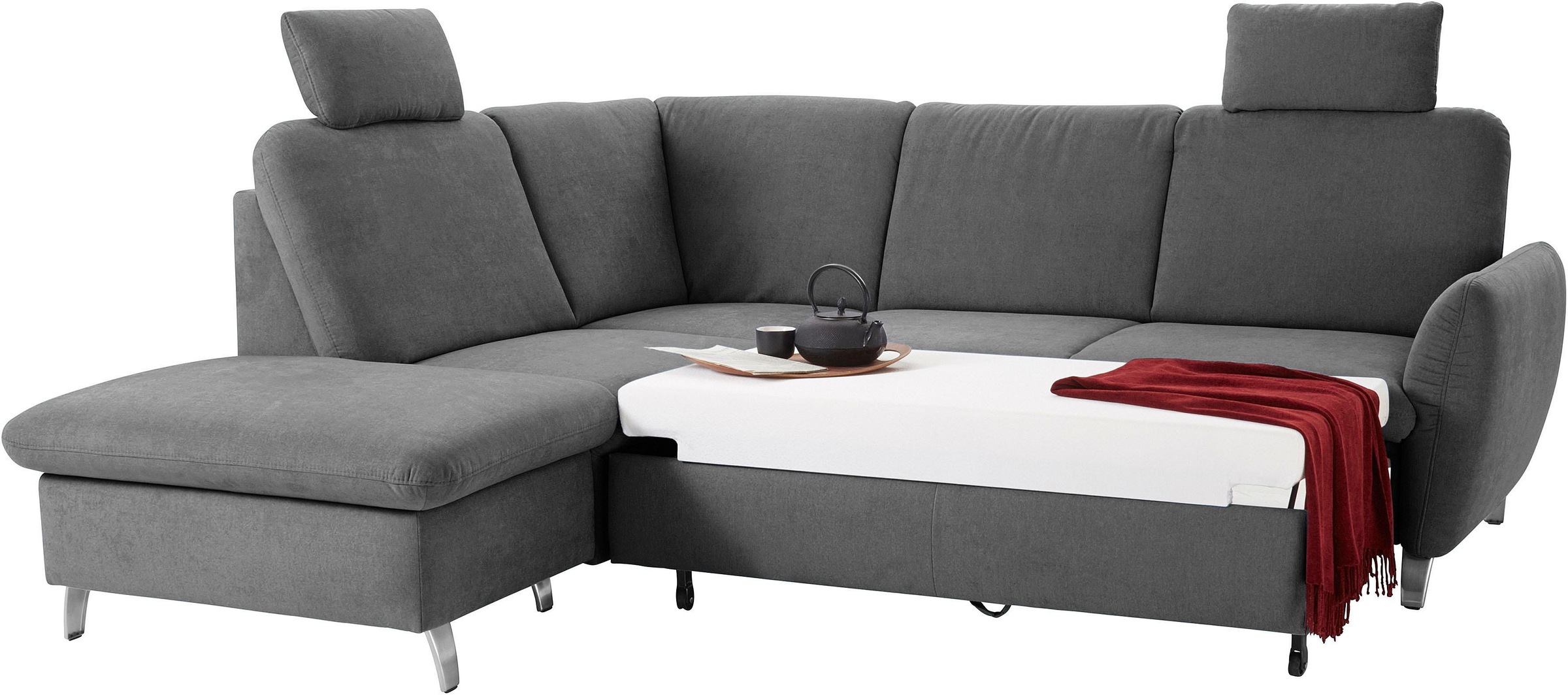sit&more Ecksofa »Daytona L-Form«, mit Federkern, zwei Kopfstützen und wahlweise mit Bettfunktion