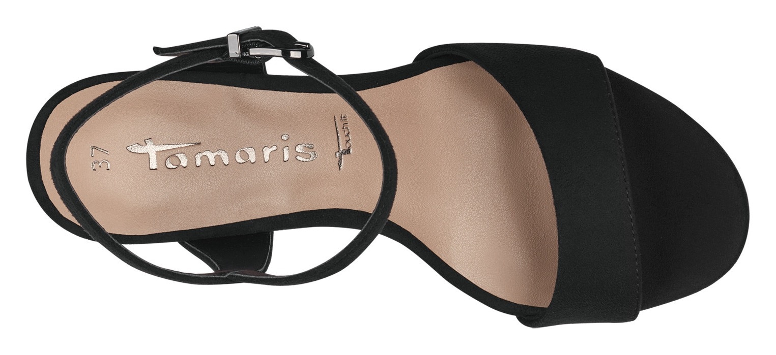 Tamaris Sandalette  Trichterabsatz, Abendschuh mit verstellbarem Fesselriemchen