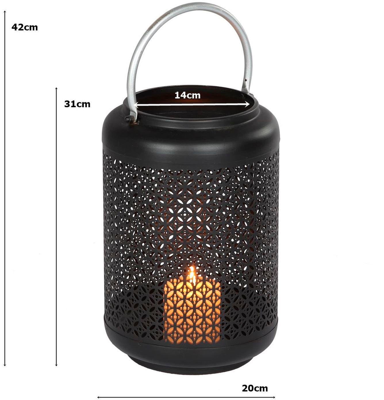 Ambiente Haus Kerzenlaterne »Laterne mit Silber-Griff - (H) 42 cm«