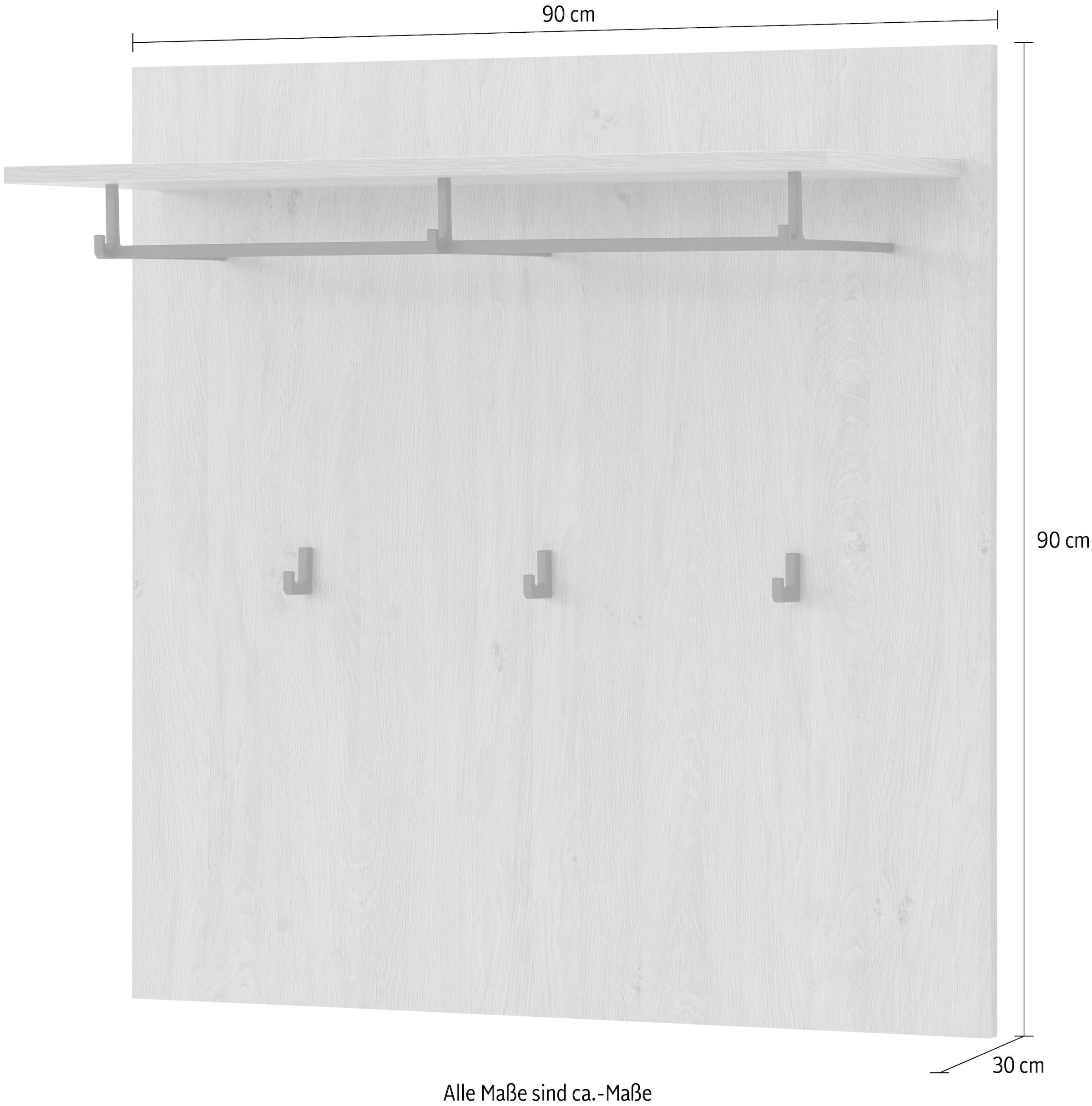 Home affaire Garderobenpaneel »Lund, Flurgarderobe, Wandregal mit Hutablage, Kleiderstange & Haken« vielseitig einsetzbar, modern, 90 cm breit