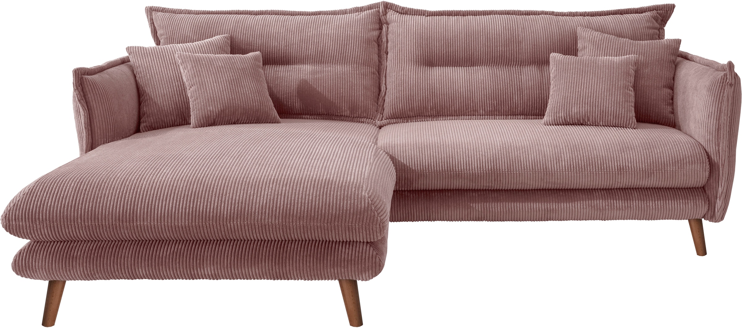 INOSIGN Ecksofa »Lazio modern und bequem, schmale Armlehnen, tolle Detailverarbeitung«, zwei verschiedene Fußfarben wählbar