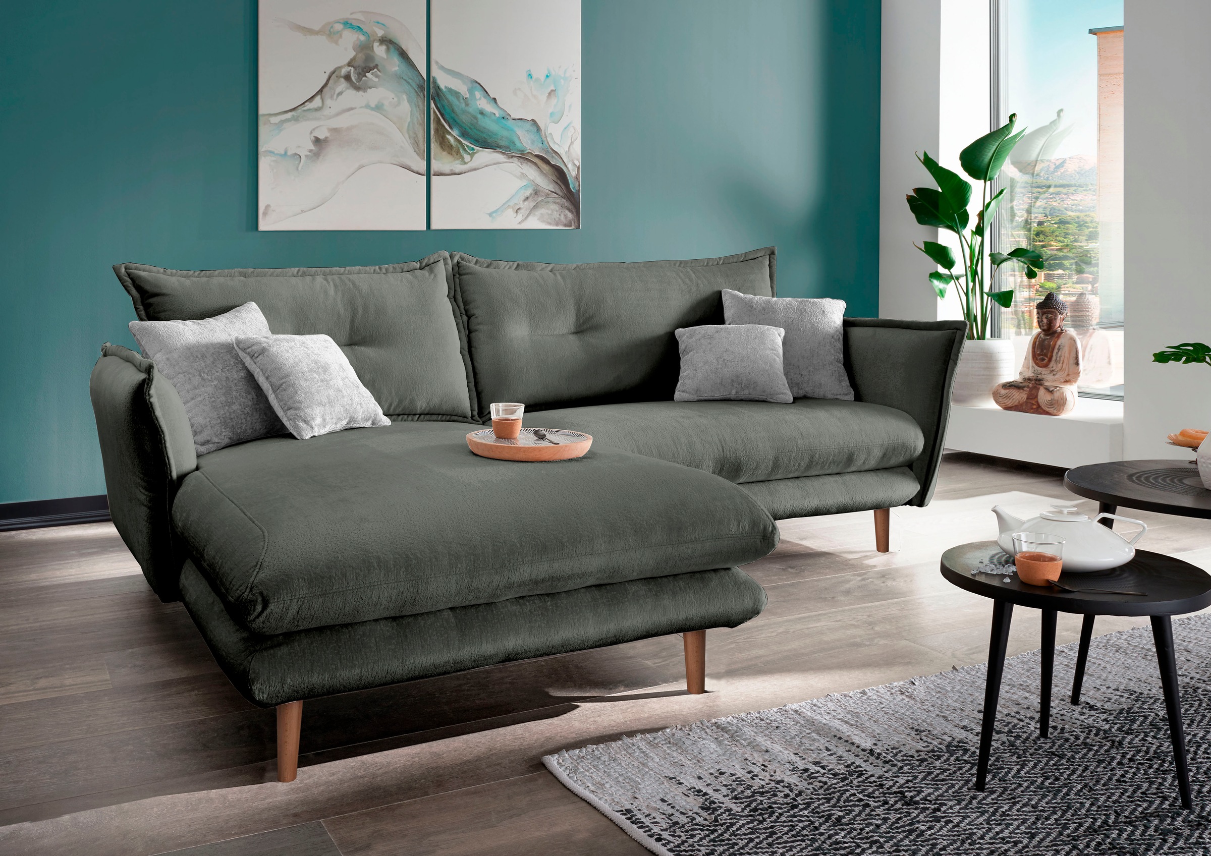 INOSIGN Ecksofa »Lazio modern und bequem, schmale Armlehnen, tolle Detailve günstig online kaufen