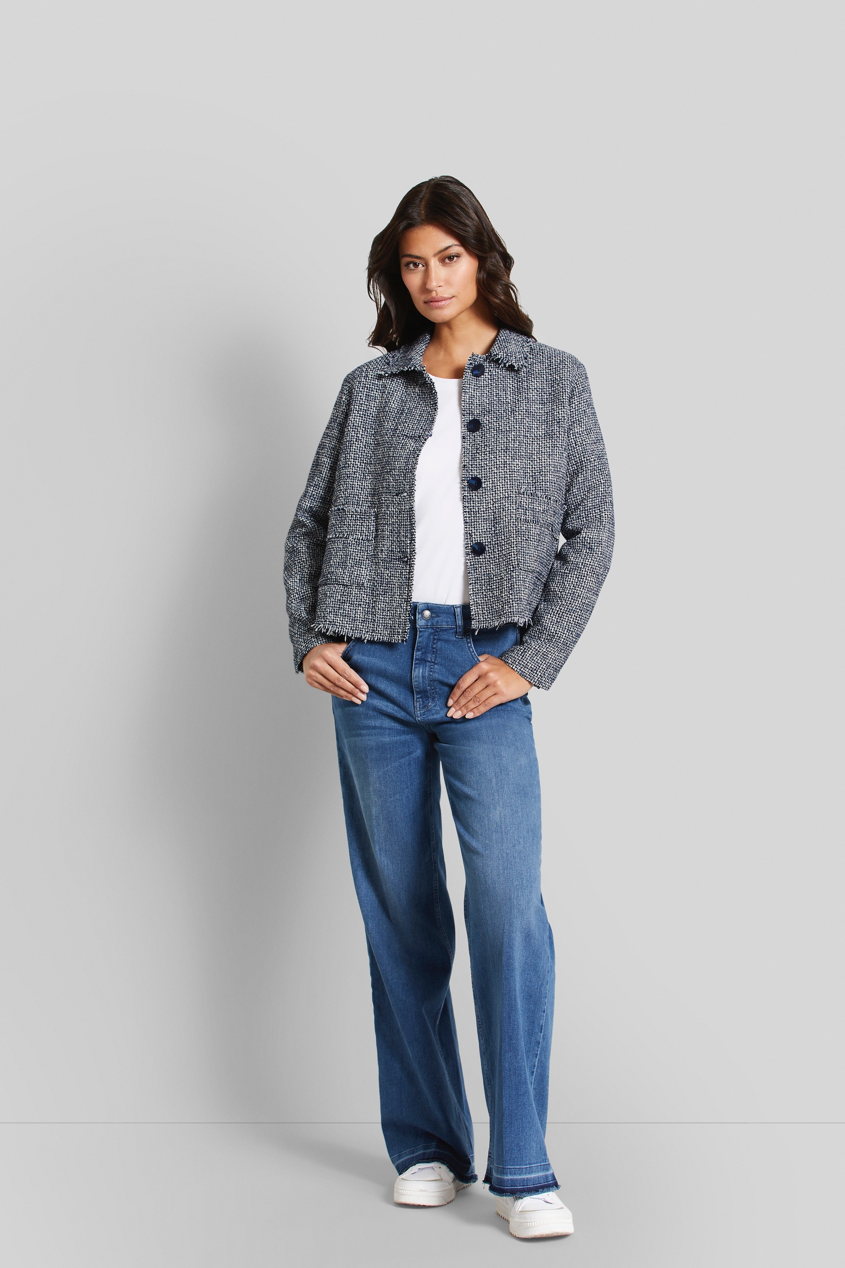 bugatti Langjacke, ohne Kapuze, mit ausgefransten Kanten