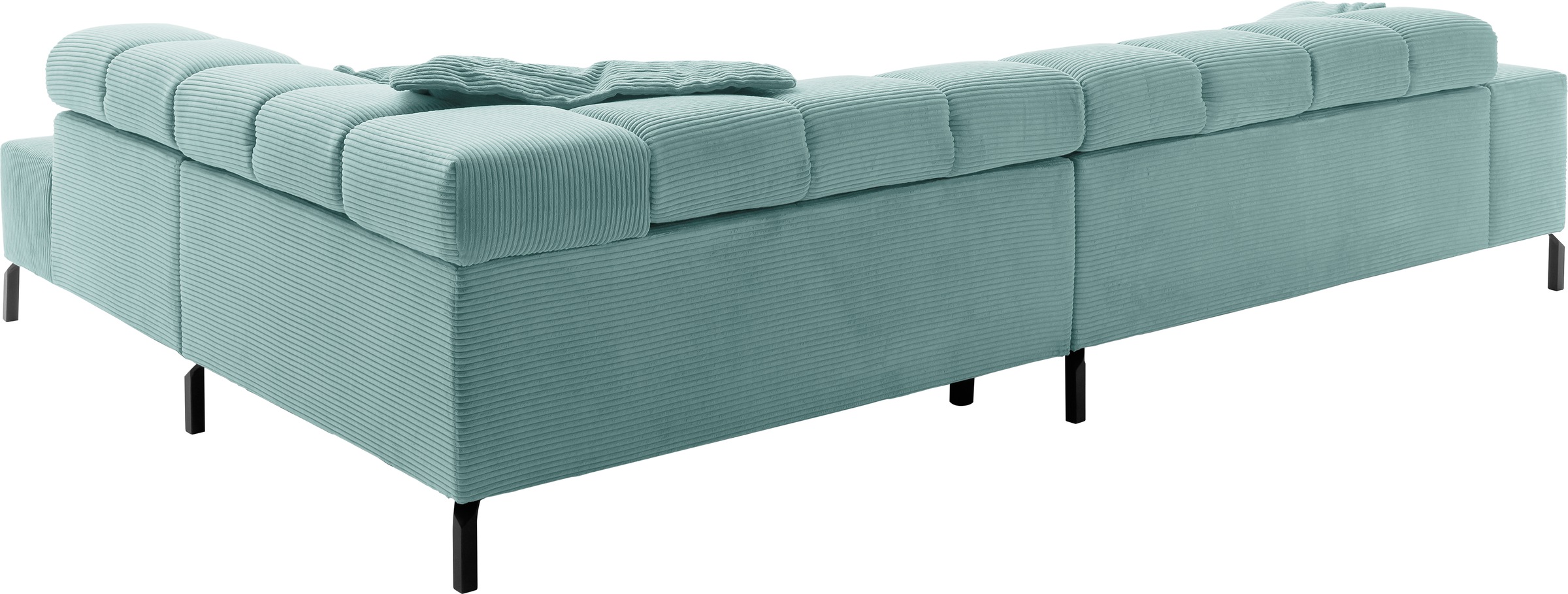 INOSIGN Ecksofa »Ancona New, wahlweise motorische Sitztiefenverstellung, auch in Cord«, feine Steppung, mit Kopfteilverstellung, 3 Zierkissen, L-Form