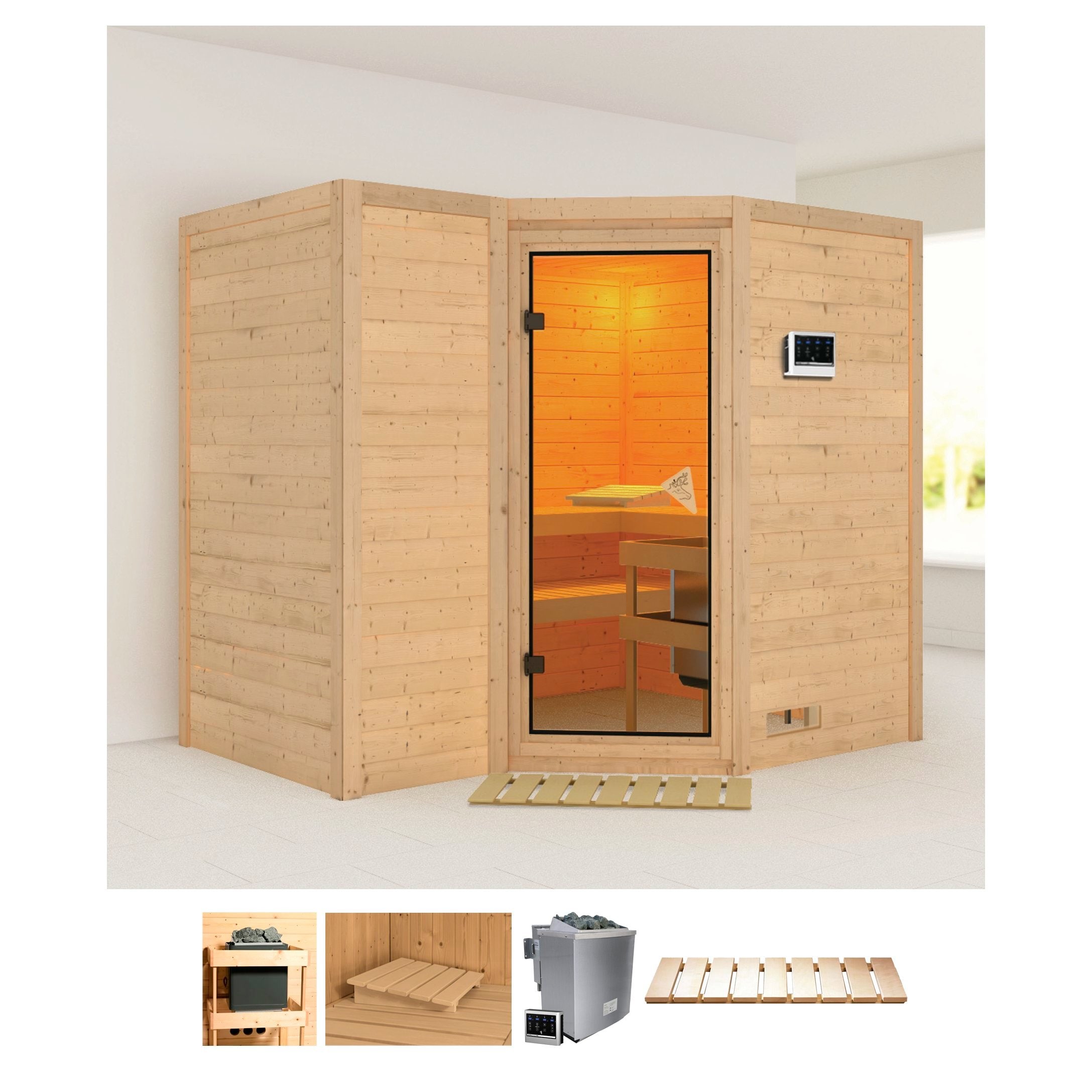 Karibu Sauna »Sanna 2«, (Set), 9-kW-Bio-Ofen mit externer Steuerung günstig online kaufen