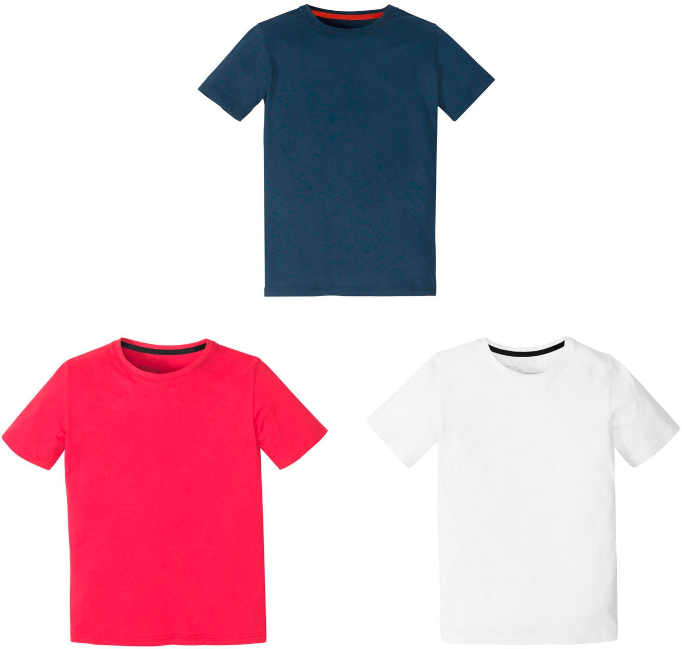 bonprix T-Shirt »T-Shirt mit Baumwolle (3er Pack)« Packung, 3 Stk. regular fit Passform, Kurzarm-Design, aus Baumwolle