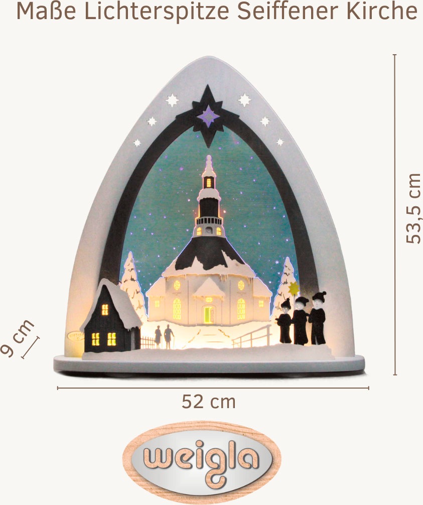 Weigla Lichterbogen »LED Seiffener Kirche,Lichterspitze aus Holz&Acrylglas, günstig online kaufen