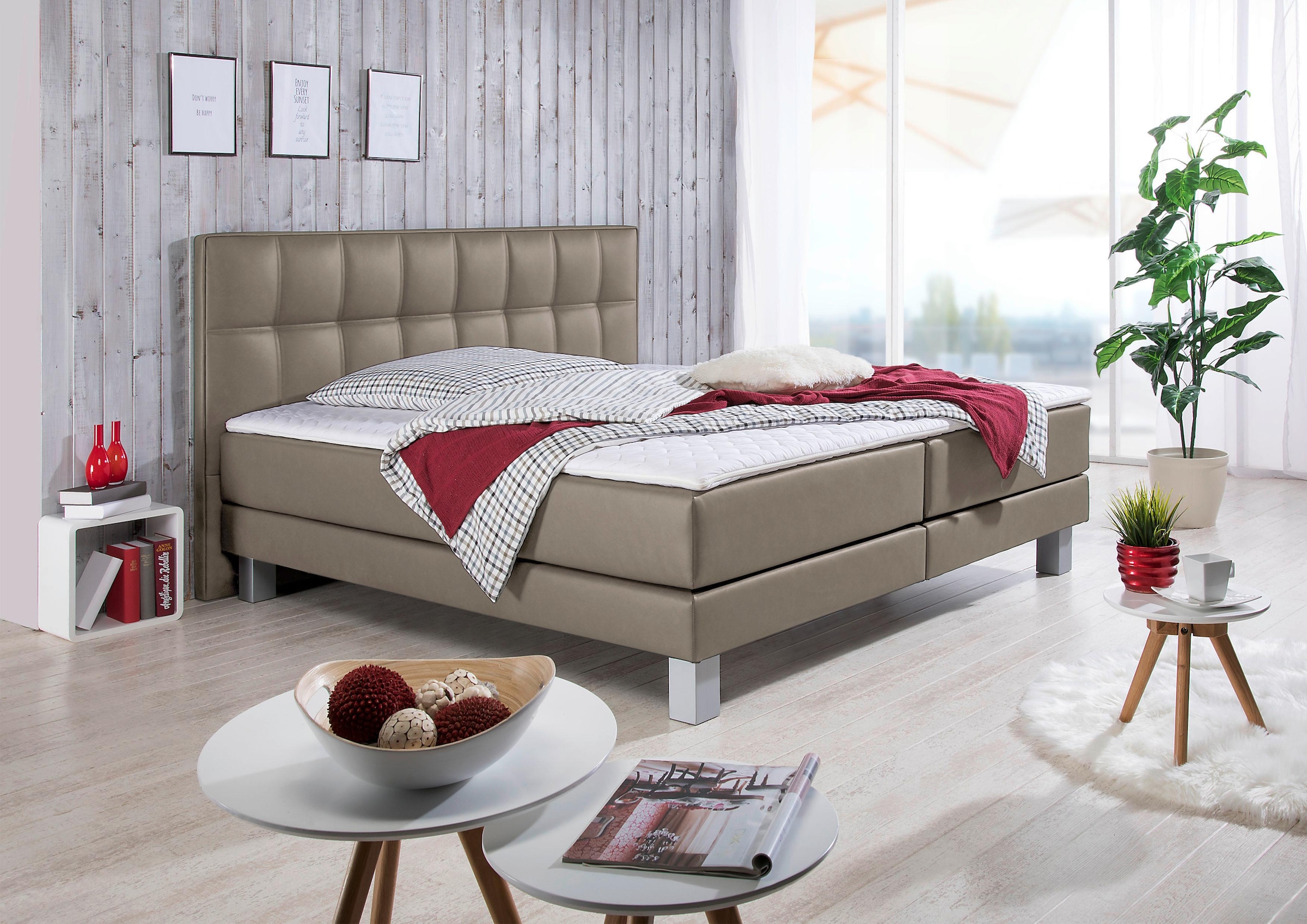 INOSIGN Boxspringbett "Tavira" in 4 Breiten, 4 Farben und 3 Matratzenarten, günstig online kaufen