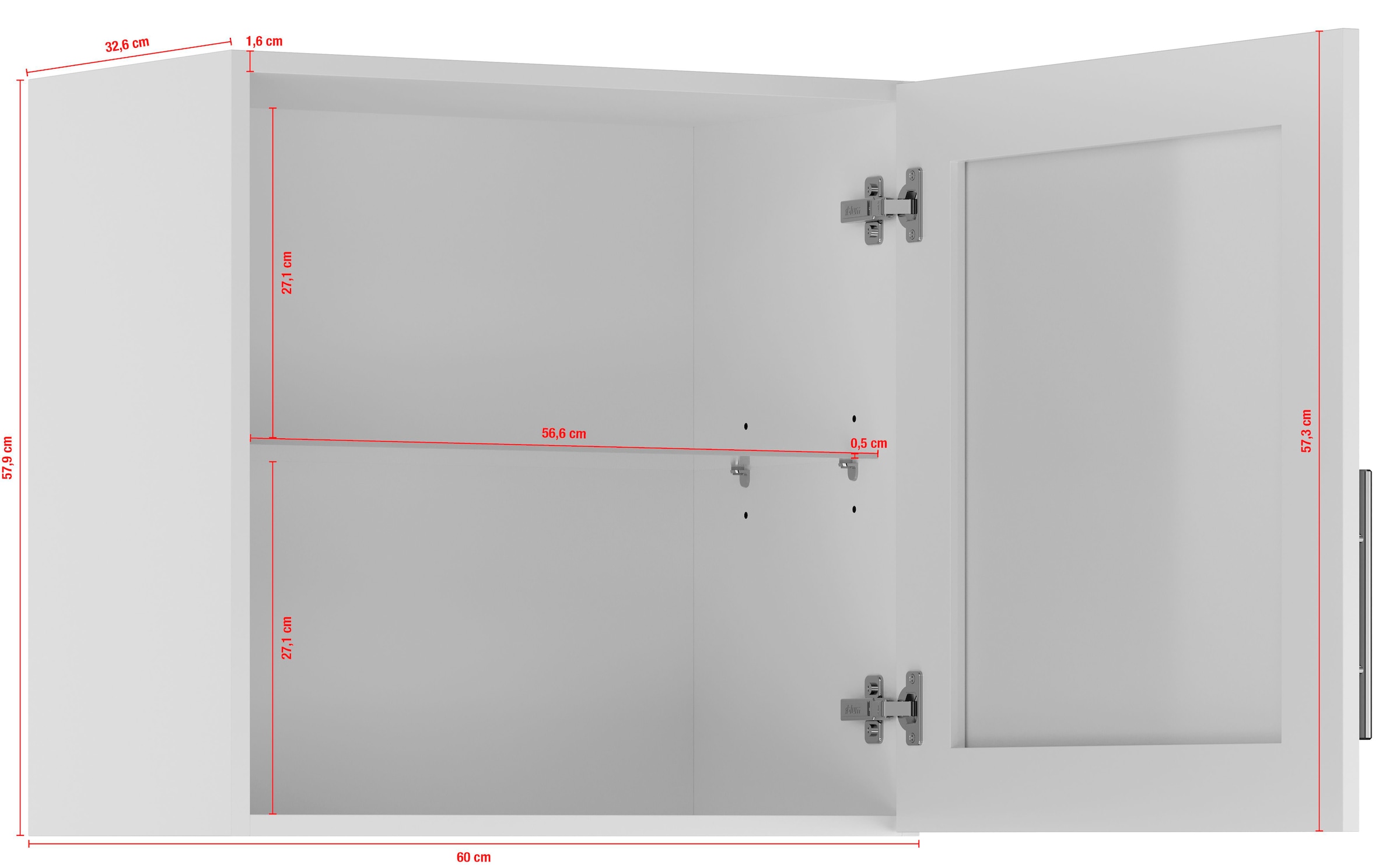 IMPULS KÜCHEN Glashängeschrank »"Prag", Breite/Höhe: 50 oder 60/57,9 cm«, vormontiert, mit Glasdrehtür, mit verstellbarem Glasfachboden