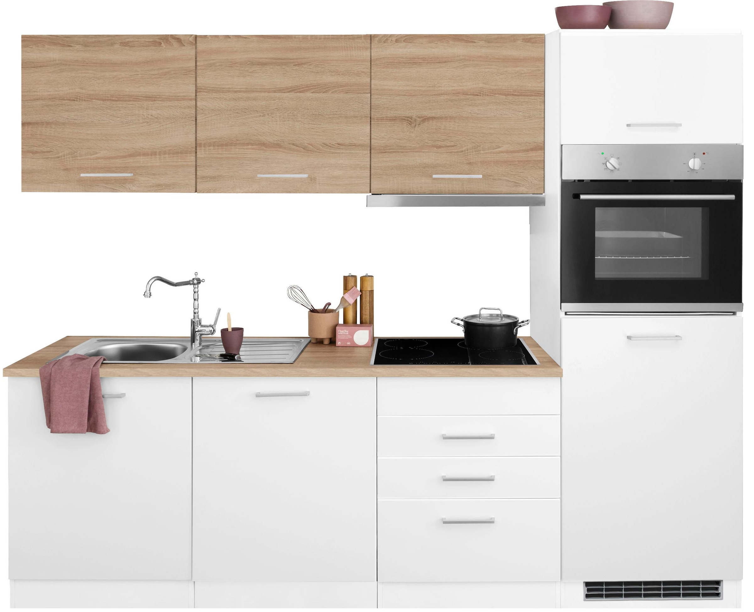 KOCHSTATION Küchenzeile »KS-Visby«, mit E-Geräten, Breite 240 cm inkl. Kühlschrank