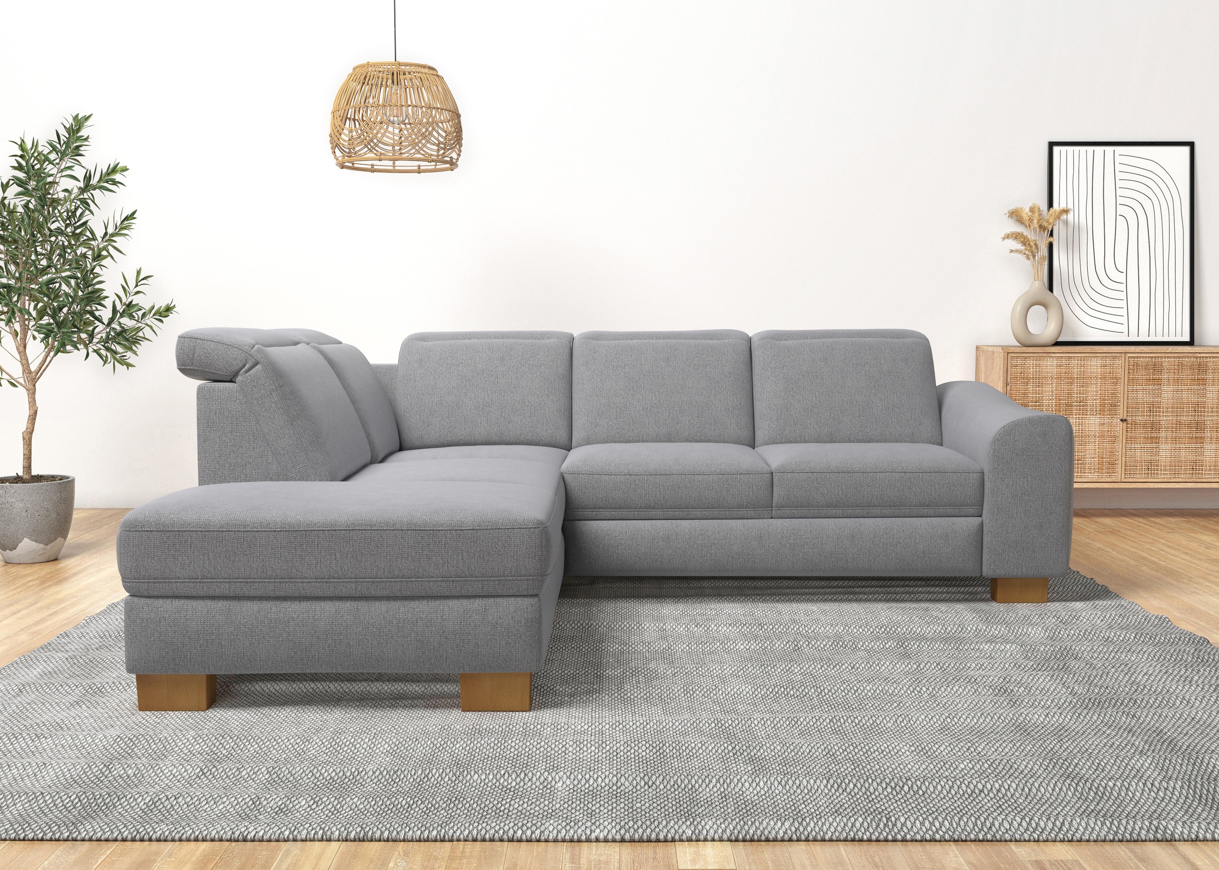 Home affaire Ecksofa »Dundee L-Form«, wahlweise mit Kopfteilverstellung und zusätzlich mit Bettfunktion