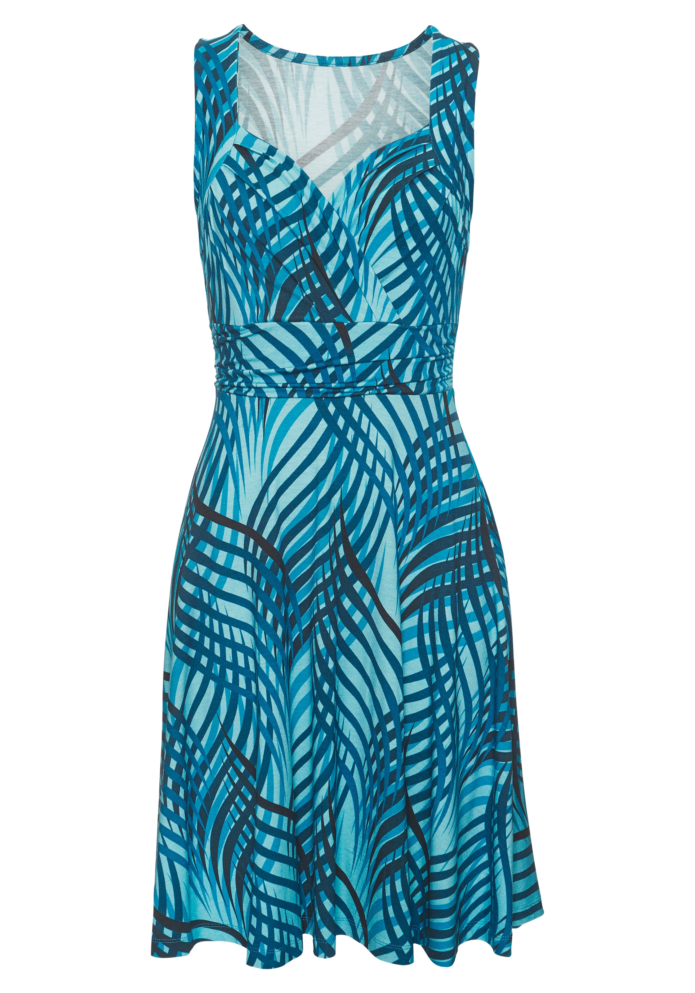 Vivance Jerseykleid mit Alloverdruck in Wickeloptik, Sommerkleid, Strandkleid, casual-chic
