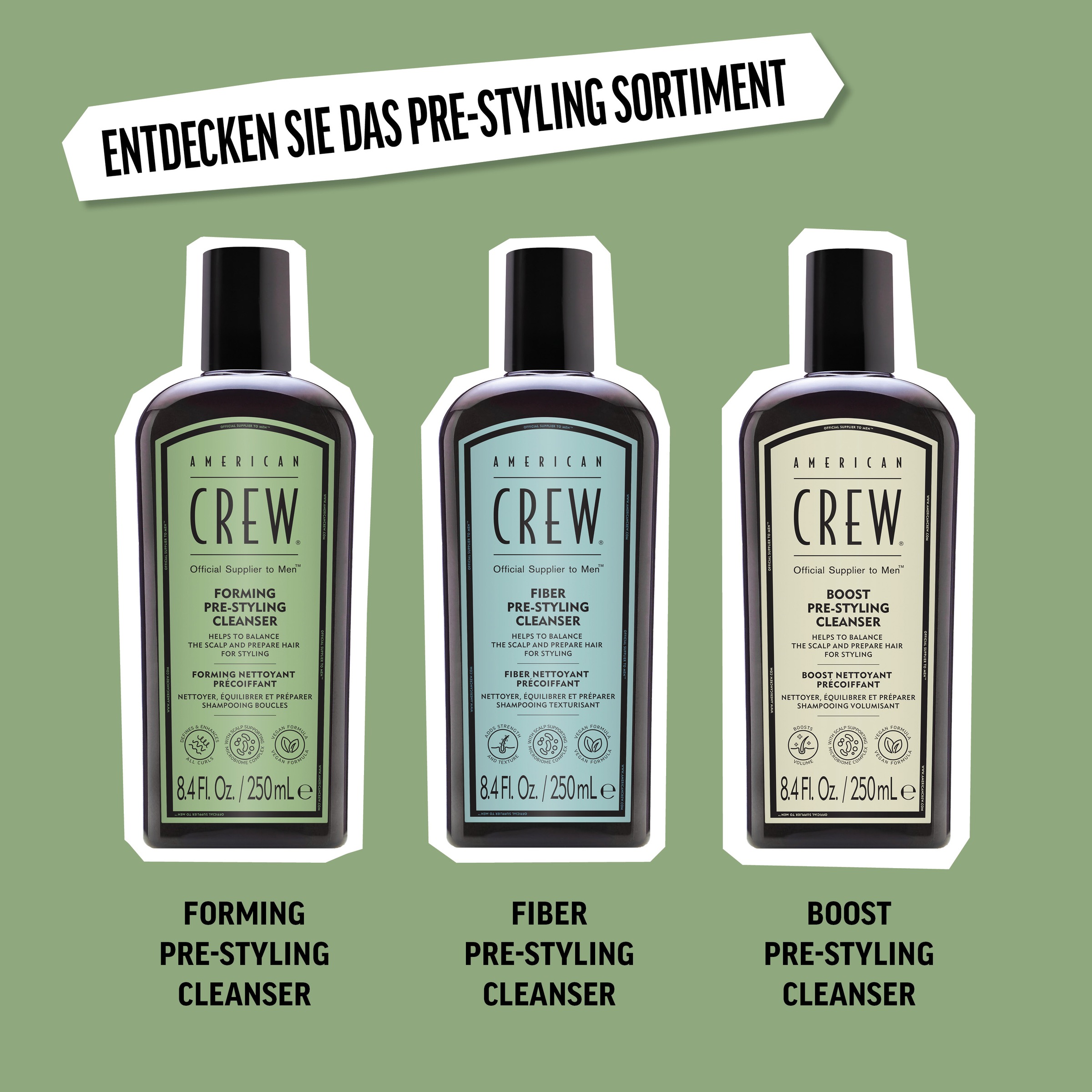 American Crew Haarshampoo »Forming Pre-Styling Cleanser Shampoo 250ml«, (1 tlg.), Vegan, ohne Silikone & Sulfate.