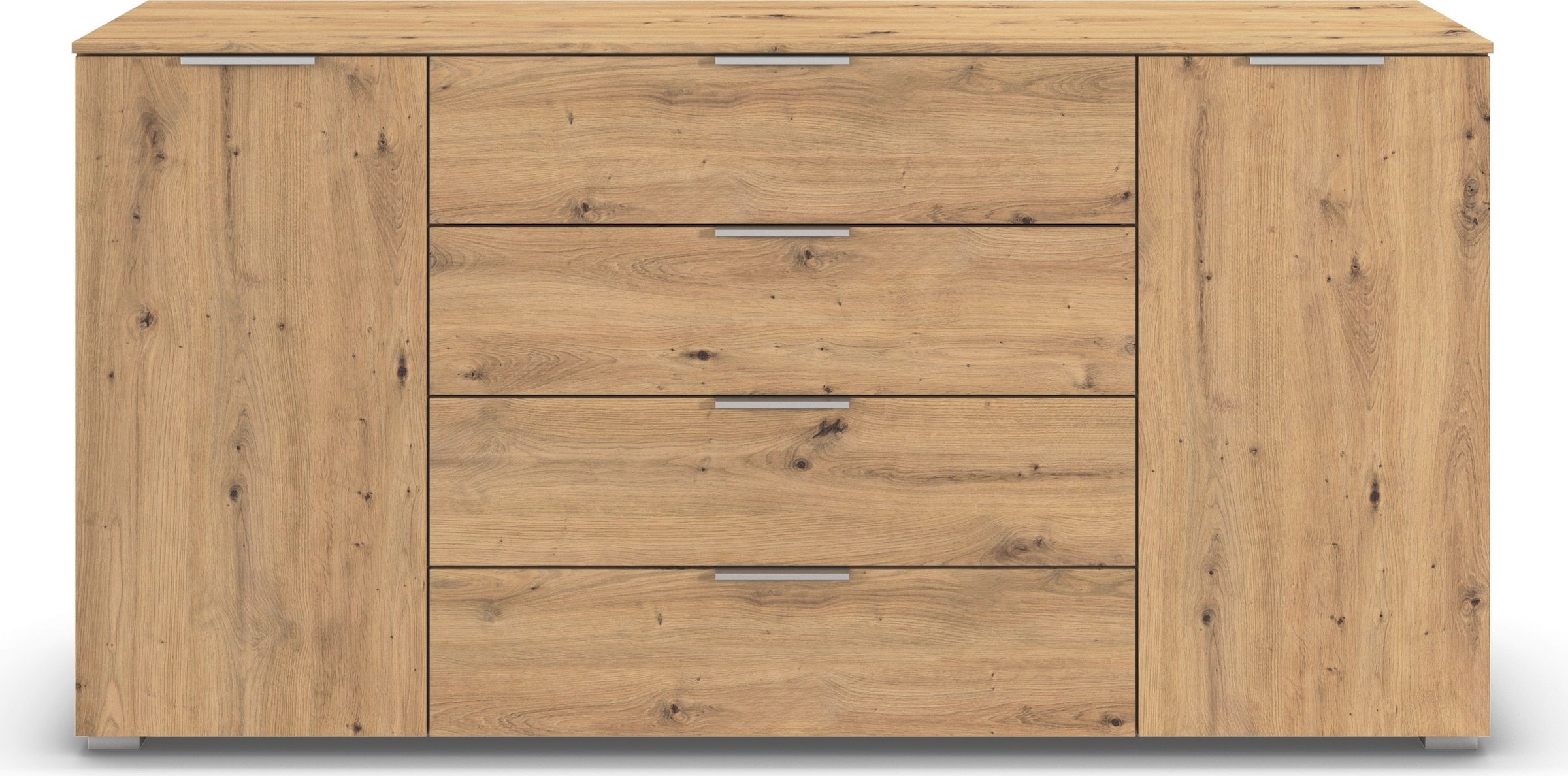 rauch Kombikommode »Sideboard Türkommode Schubladenkommode Kommode ASTANA« Breite 160 cm / Höhe 81 cm, mit 4 Einlegeböden,  2-türig, 4 geräumige Schubladen, Kantengriff Alufarben MADE IN GERMANY