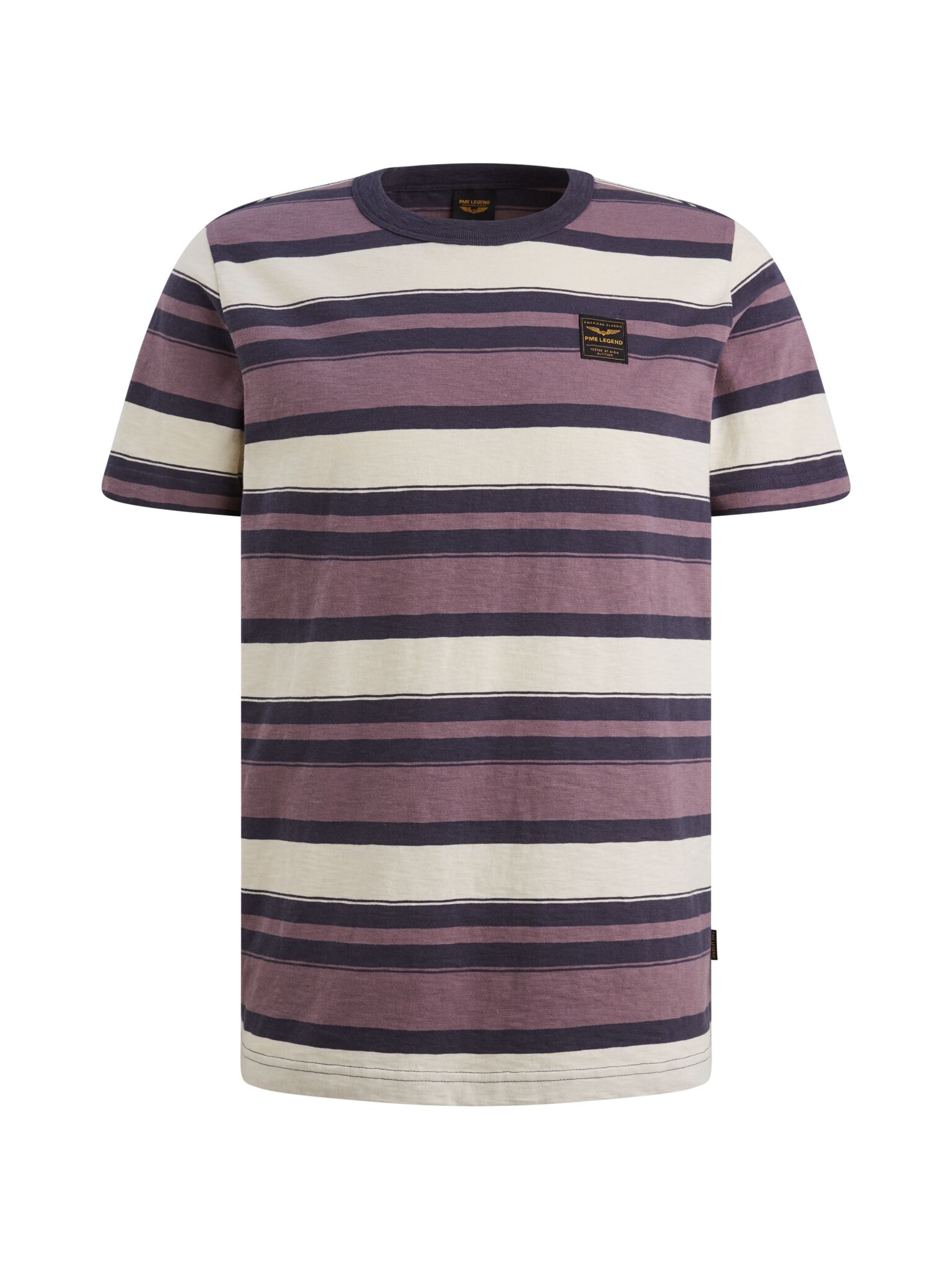 PME LEGEND T-Shirt »Short sleeve r-neck slub striped jersey« mit Logo Stickerei