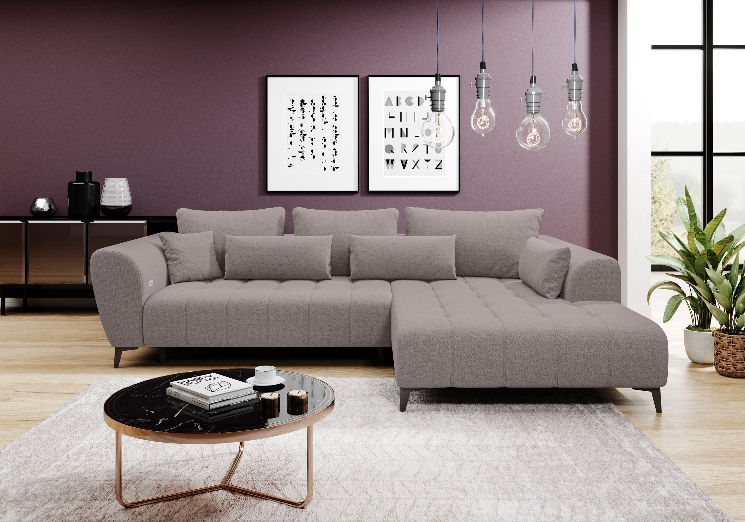 WERK2 Ecksofa »Garay, XXL-Liegefläche: elektrisch ausziehbar auf ca. 228×12 günstig online kaufen