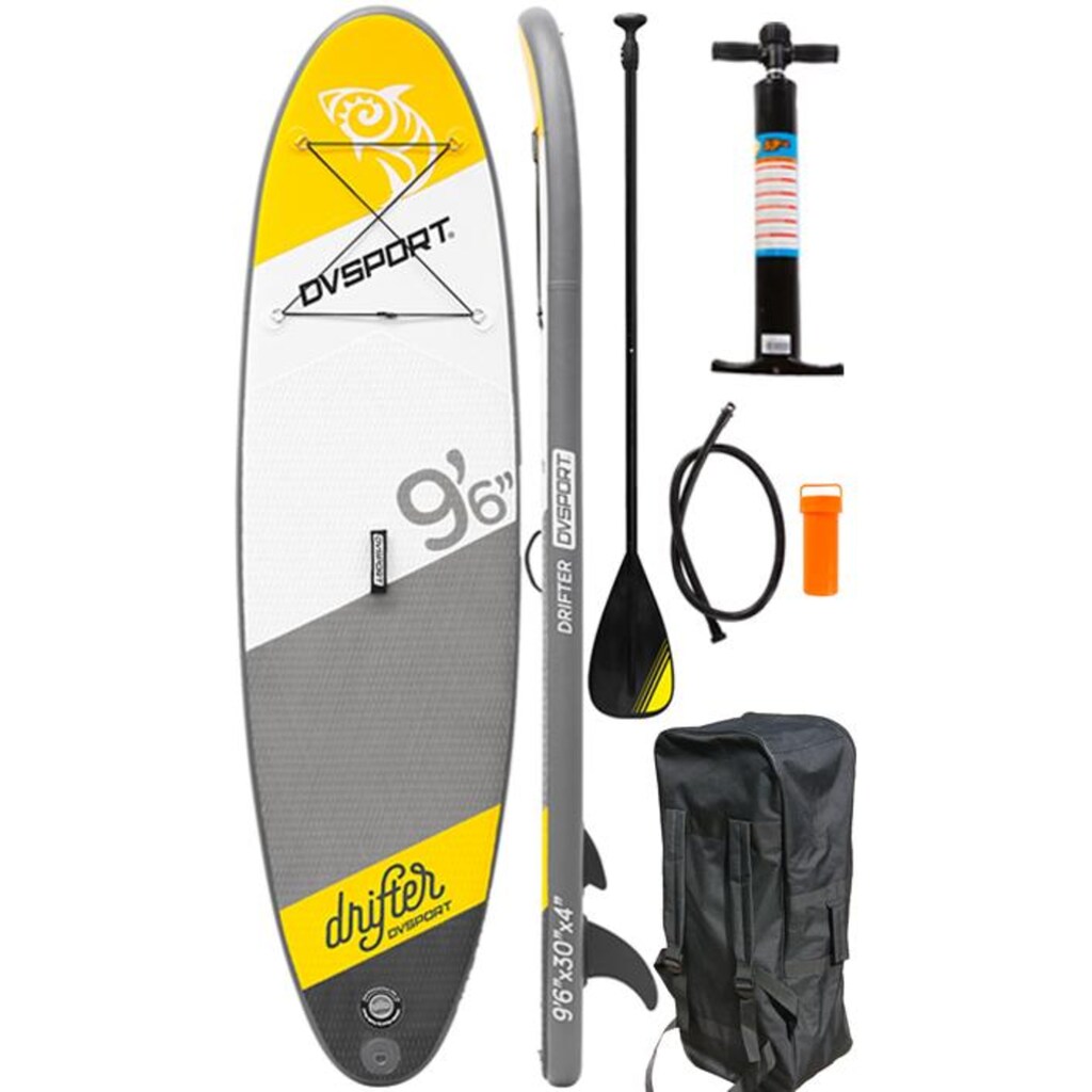 DVSPORT Inflatable SUP-Board »DVSport Stand-up-Paddleset Drifter«, (Set, 4 tlg., mit Paddel, Pumpe und Transportrucksack)