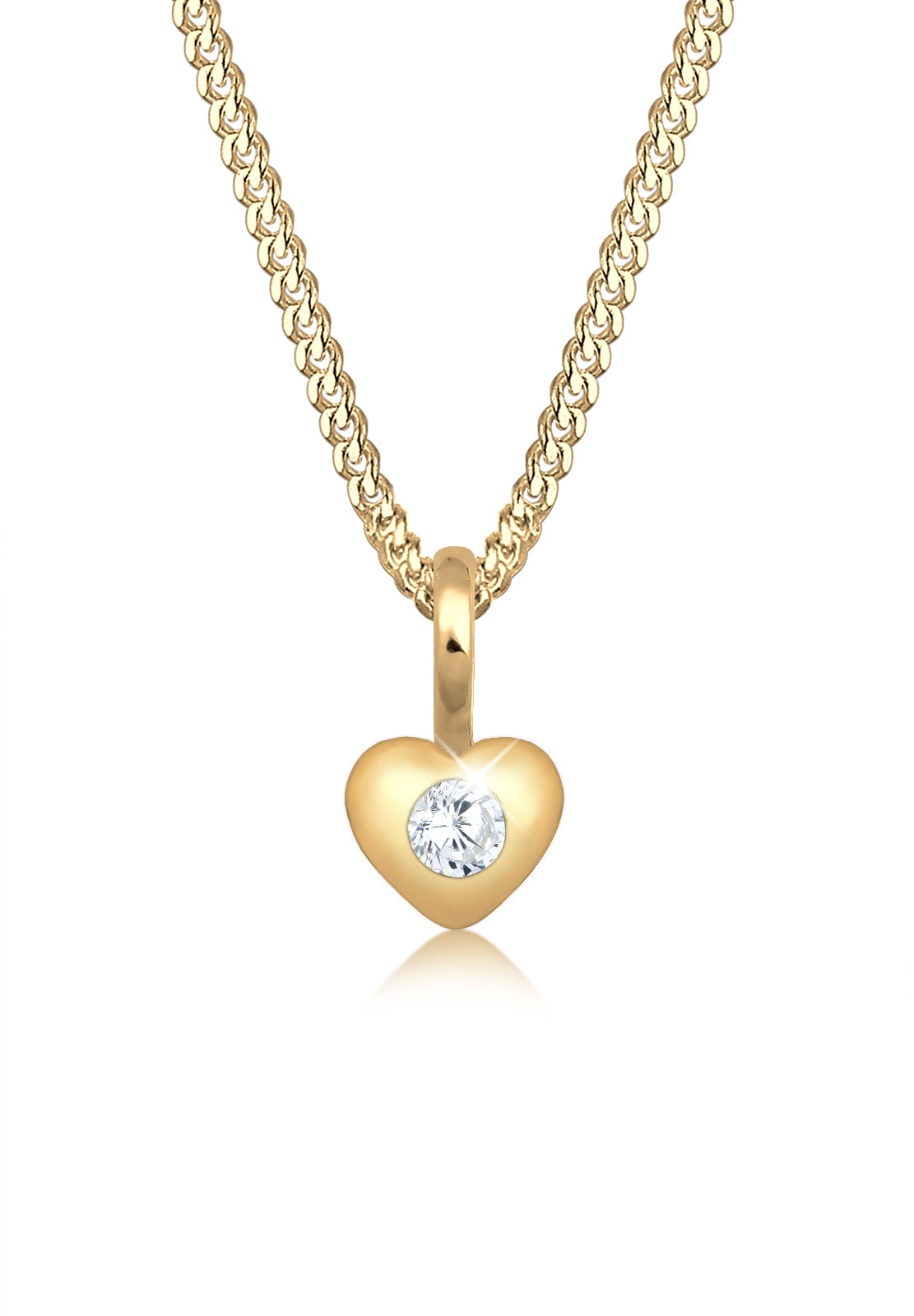 Elli Premium Kette mit Anhänger »Kinder Herz Geburt Taufe Zirkonia 585  Gelbgold« im Online-Shop kaufen