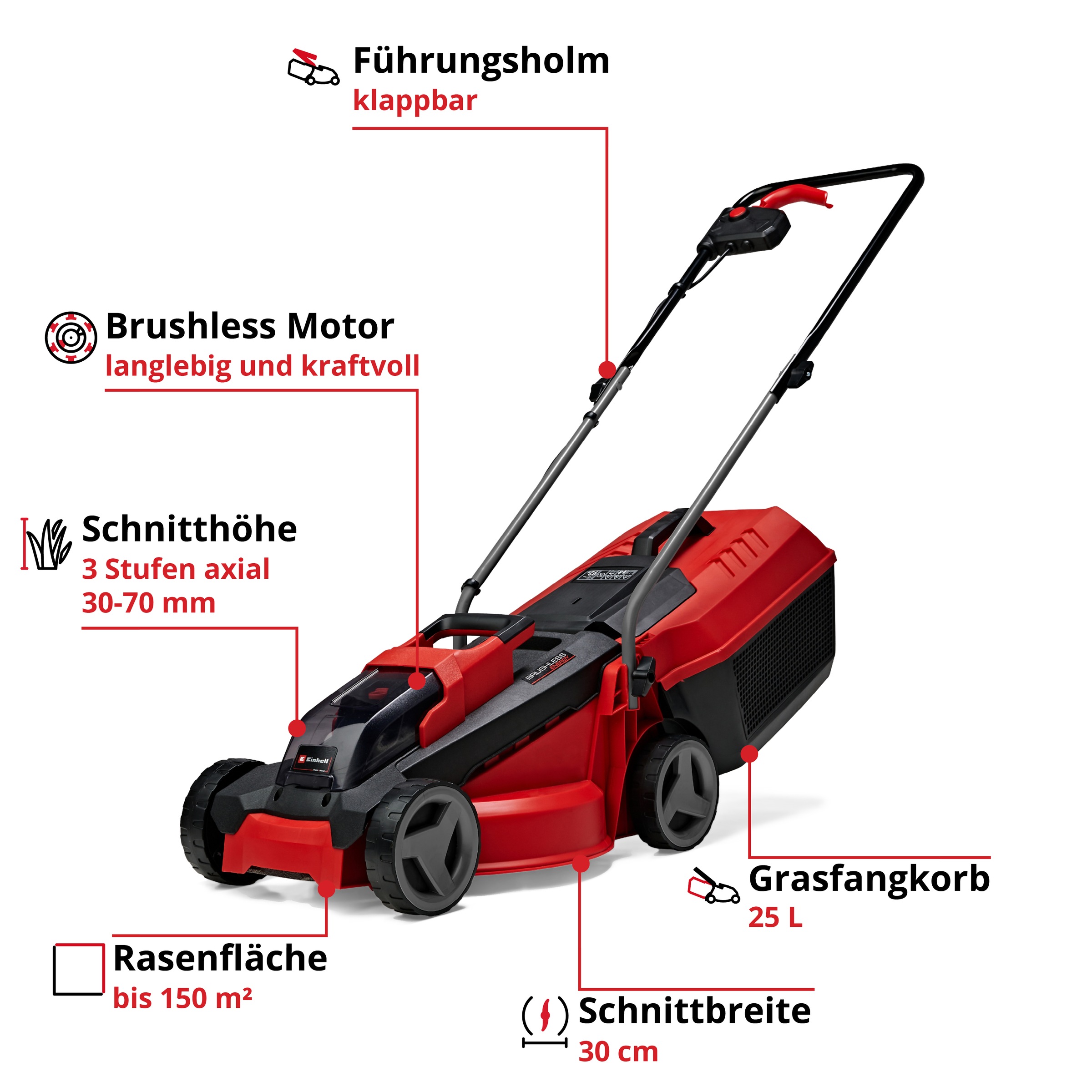 Einhell Akkurasenmäher »GE-CM 18/30 Li (1x3,0Ah)« mit Akku und Ladegerät