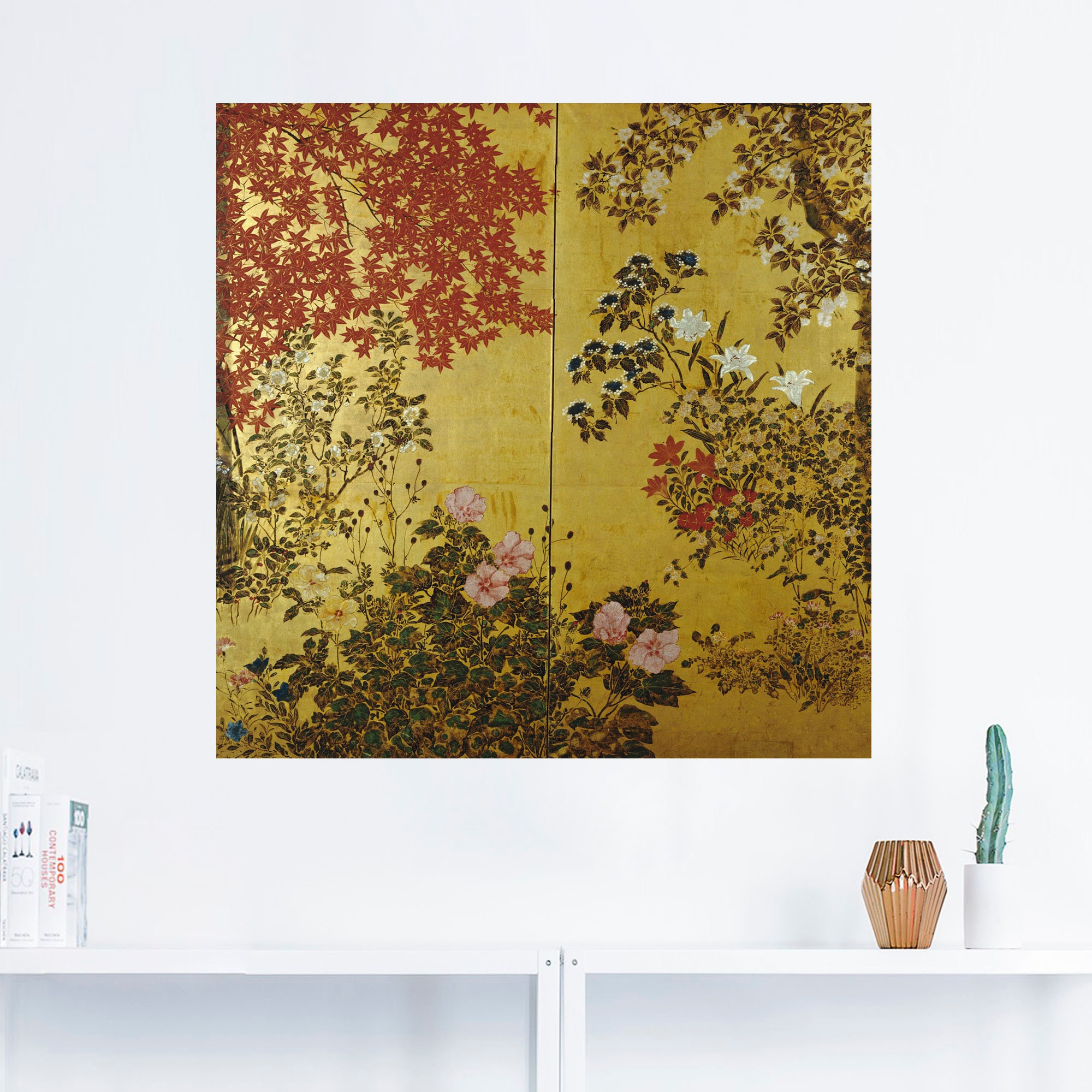 Artland Wandbild »Japanischer Wandschirm 18. Jahrhundert«, Pflanzen, (1 St.), als Leinwandbild, Poster, Wandaufkleber in verschied. Größen