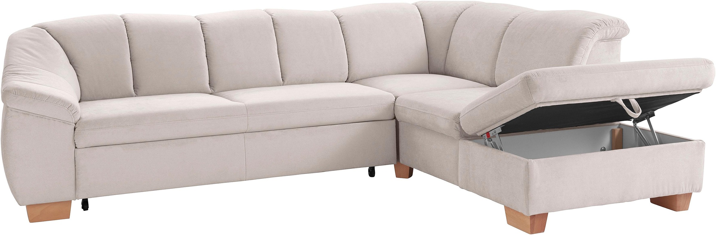 sit&more Ecksofa »Santo L-Form«, mit Federkern, wahlweise mit Bettfunktion und Stauraum