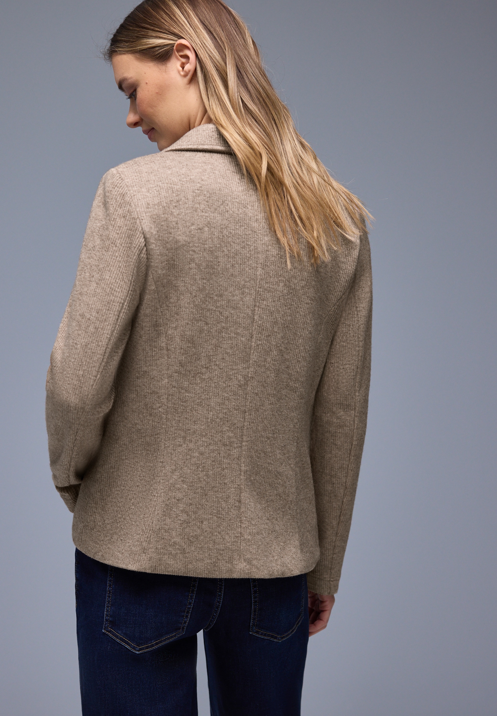 STREET ONE Jackenblazer Rippstrick‑Look mit Reverskragen, mit Viskose