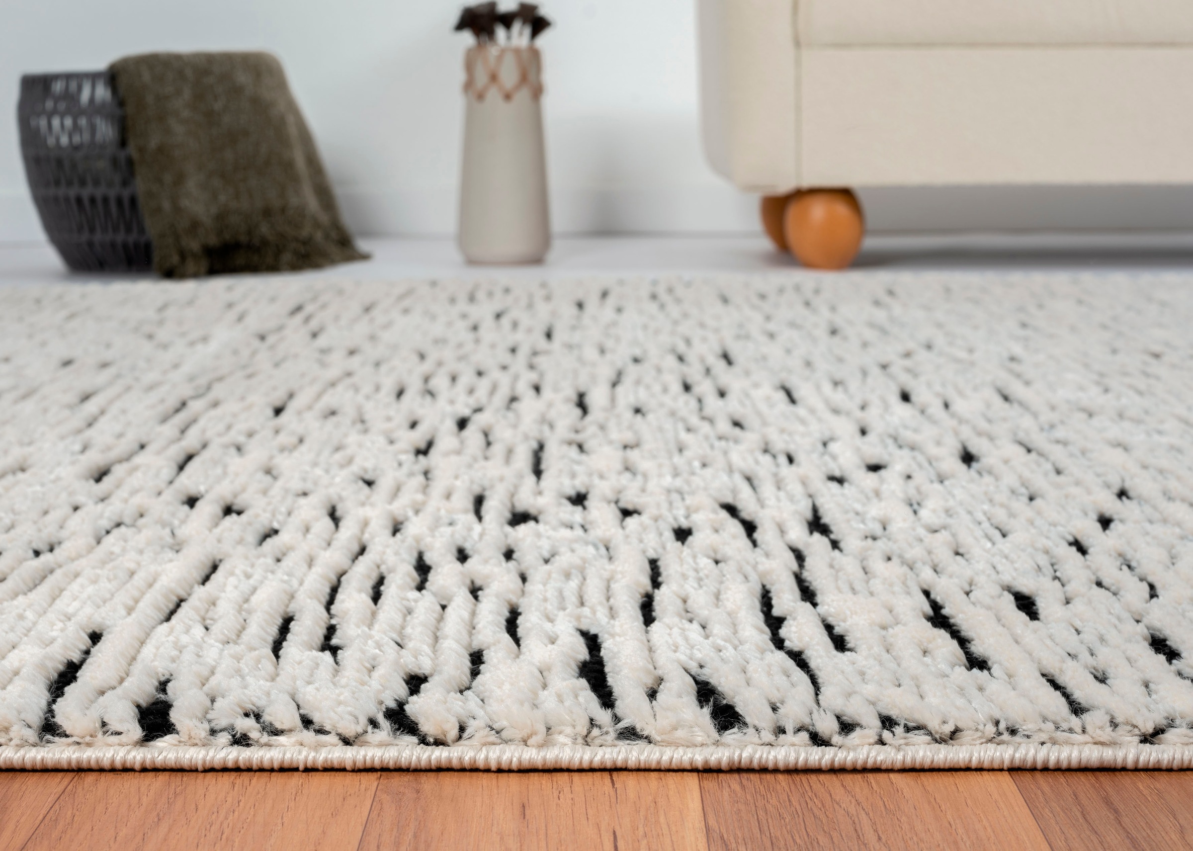Myflair Möbel & Accessoires Hochflor-Teppich »Moroccan Rockface Lagerräumung«, rechteckig, 24 mm Höhe, modern, marokkanisches Design, meliert, flauschig weich, mit Fransen