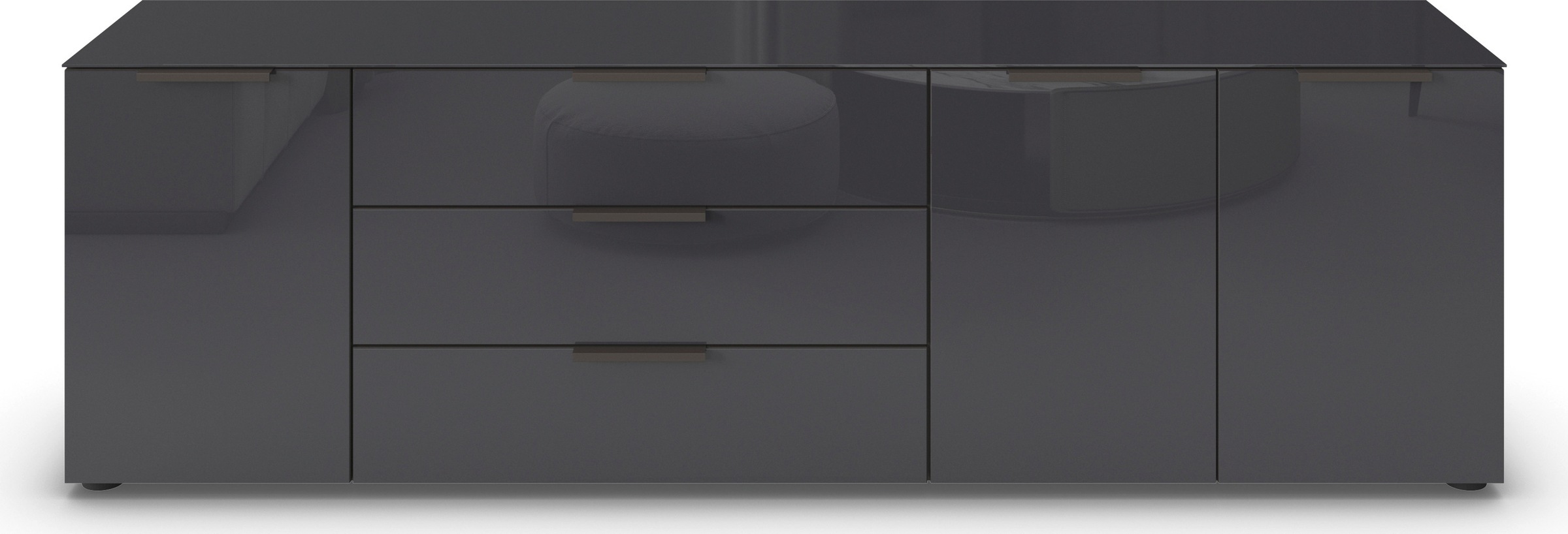 rauch Kombikommode »Kommode Türkommode Sideboard Kombikommode FLIPP mit Glasfront«, (Breite 200 cm mit 2 Einlegeböden), 3-türig, 3 Schubladen, Soft-Close-Funktion, Oberboden und Front Glas