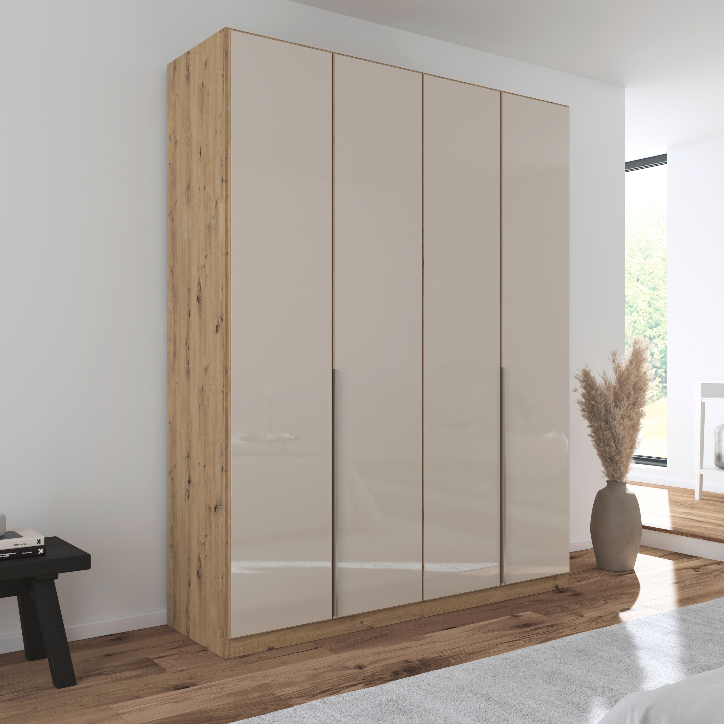 rauch Drehtürenschrank »Kleiderschrank Kleiderschränke Schrank Garderobe AGORDO mit Glasfront«, (in zwei Griff-Farben), durchdachte Innenausstattung, in 6 Breiten und 2 Höhen MADE IN GERMANY