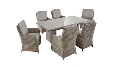 Garten-Essgruppe »Venedig«, (Set, 19 tlg., 6x Sessel, 1x Tisch 200x100x75 cm, inkl....