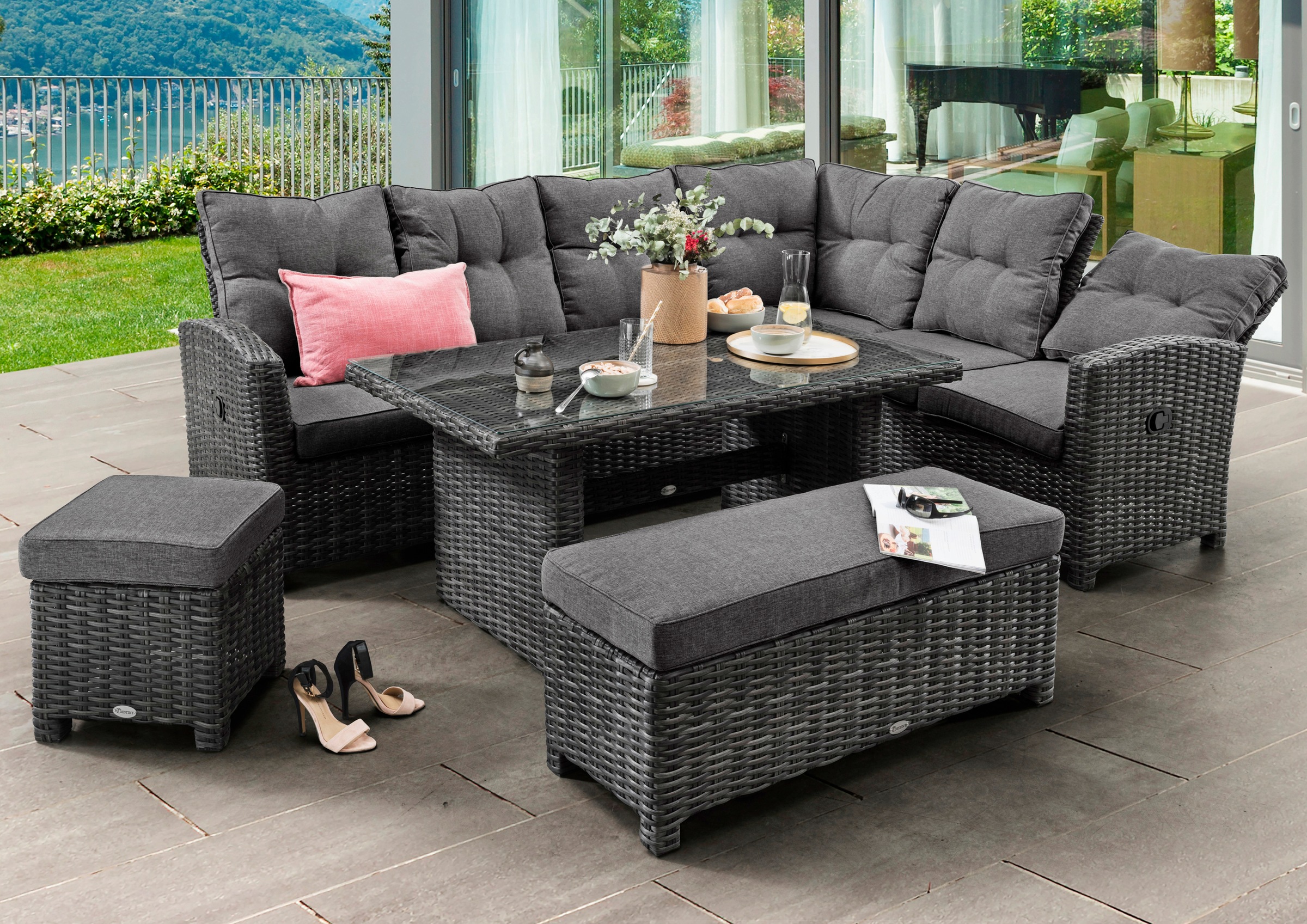 Destiny Gartenlounge-Set »SANTA PONSA DE LUXE« 2x Schenkel, 1x Fußhocker, 1 günstig online kaufen
