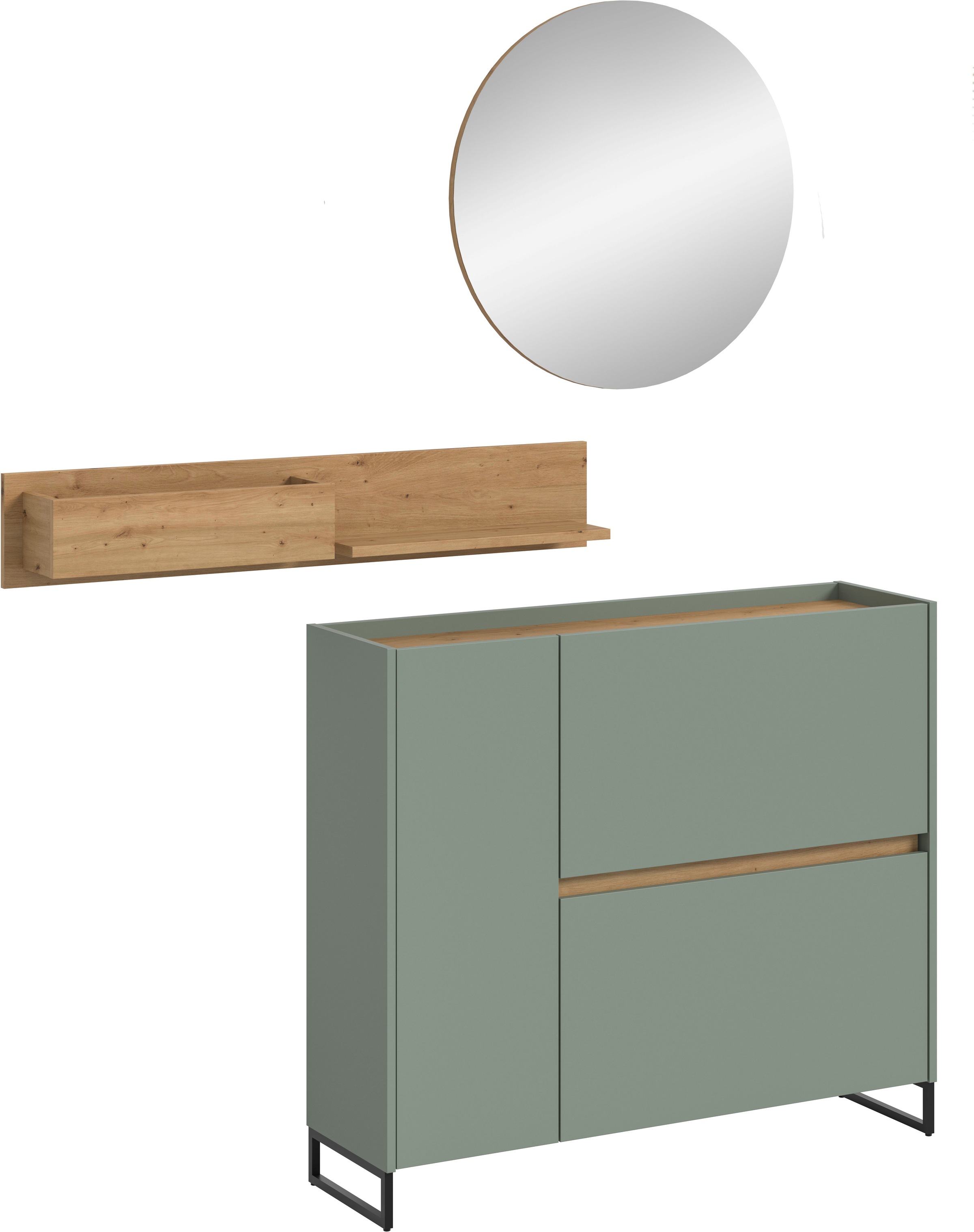 INOSIGN Garderoben-Set »EVRID, 3-teilig, Breite 140 cm, individuell stellbar & erweiterbar« best. aus: Kommode, Wandboard & Spiegel, 3 Stk. tlg....