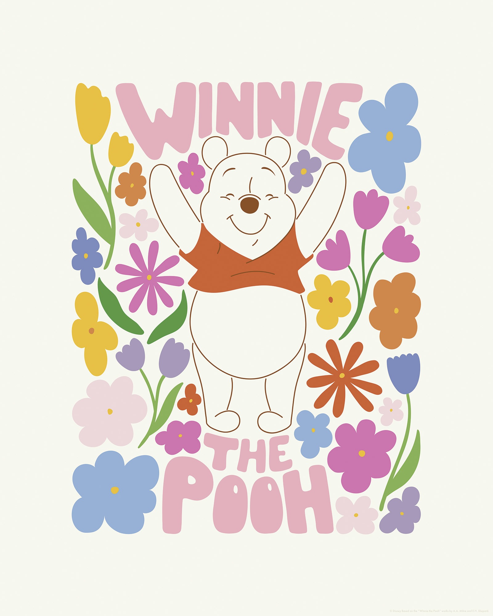 Komar Wandbild »Disney Winnie the Pooh Happy Botanical«, Disney, (Set, 1 St.), 40 x 50 cm (Breite x Höhe) - Kinderzimmer, Dekoration