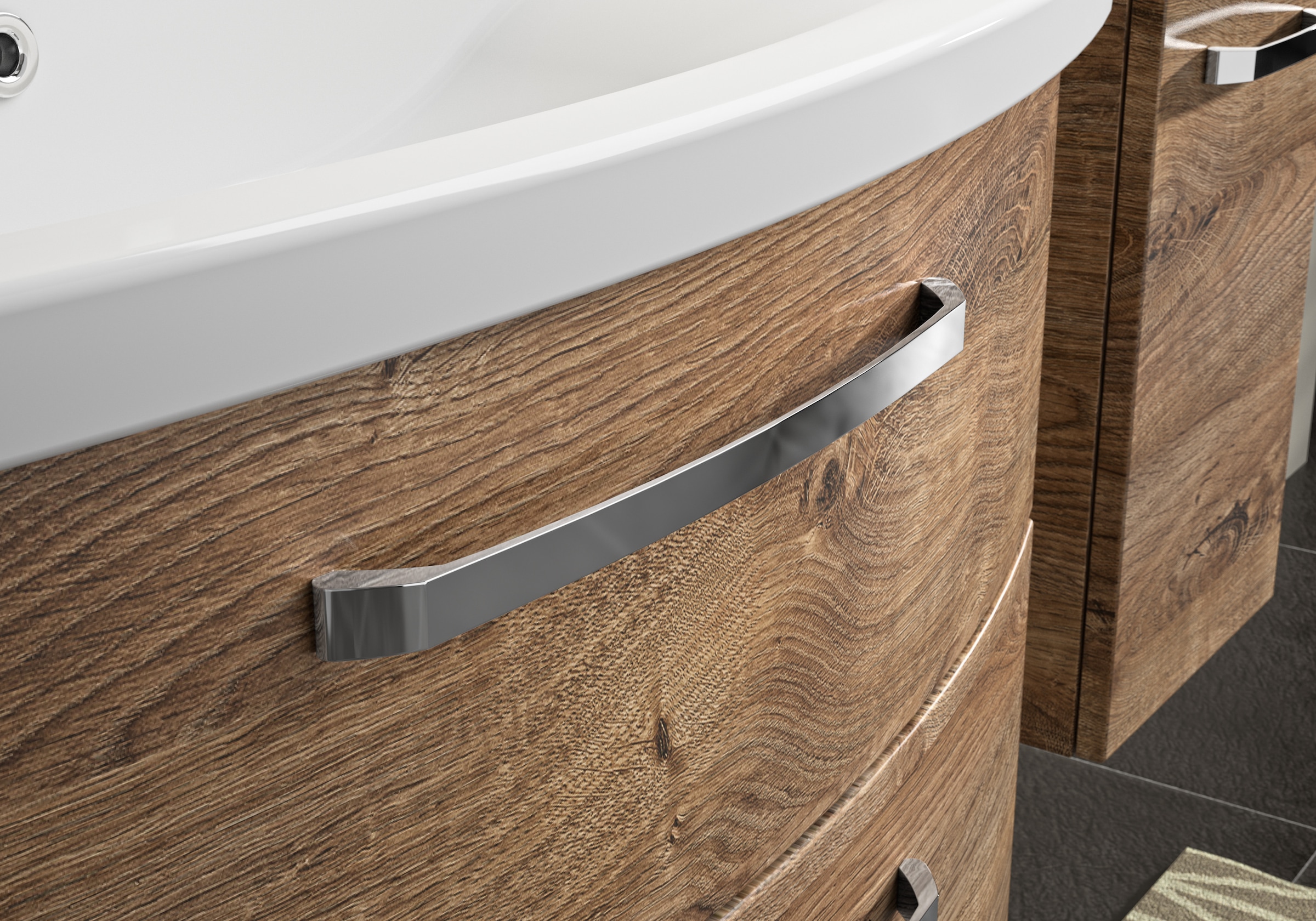 Saphir Waschtisch »Serie 4010 Keramik-Waschtisch mit Unterschrank, 84 cm breit«, Waschplatz mit 2 Schubladen, Badmöbel-Set mit Waschtisch