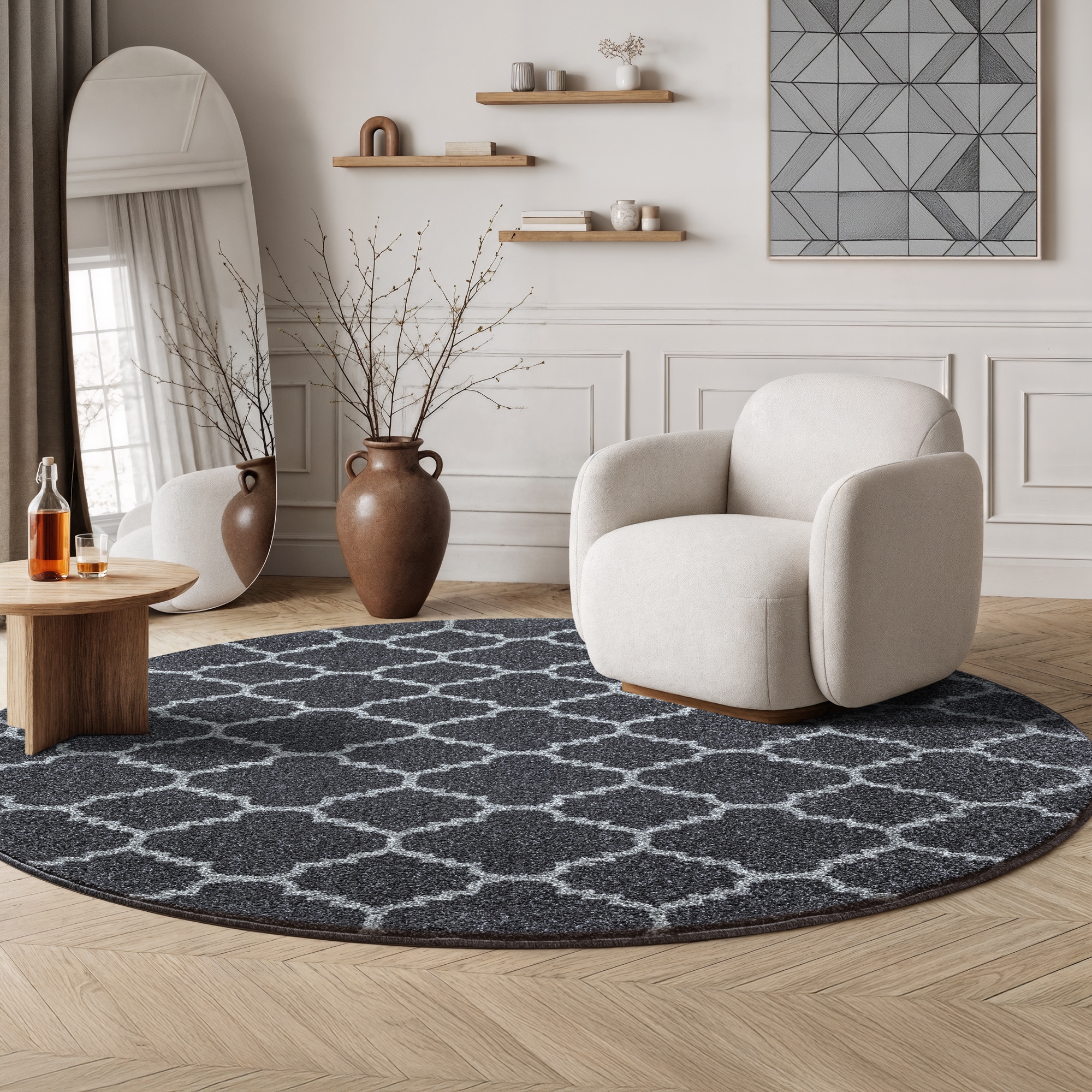 Sanat Teppich »Boho 8202« rund 10 mm Höhe Kurzflor, robust, Boho, Scandic, günstig online kaufen