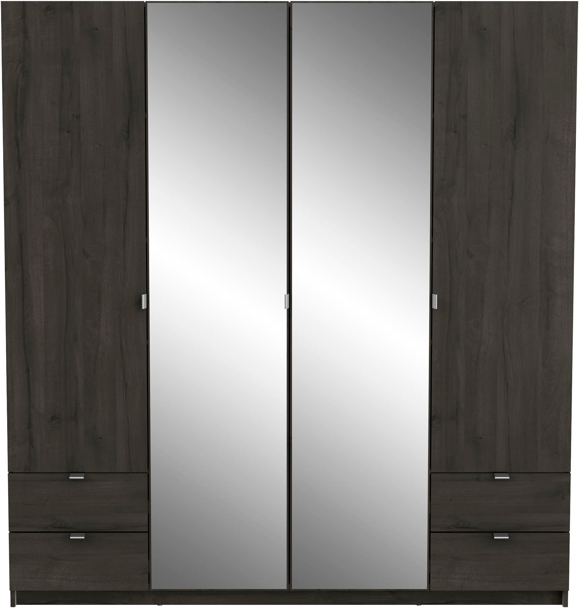 Demeyere GROUP Kleiderschrank »Mellie, 2 Spiegel, 4 Schubladen, 36 Regale, 2 Kleiderstangen«, (H/B/ T ca. 191/180/52cm), maximaler Stauraum, Made in France