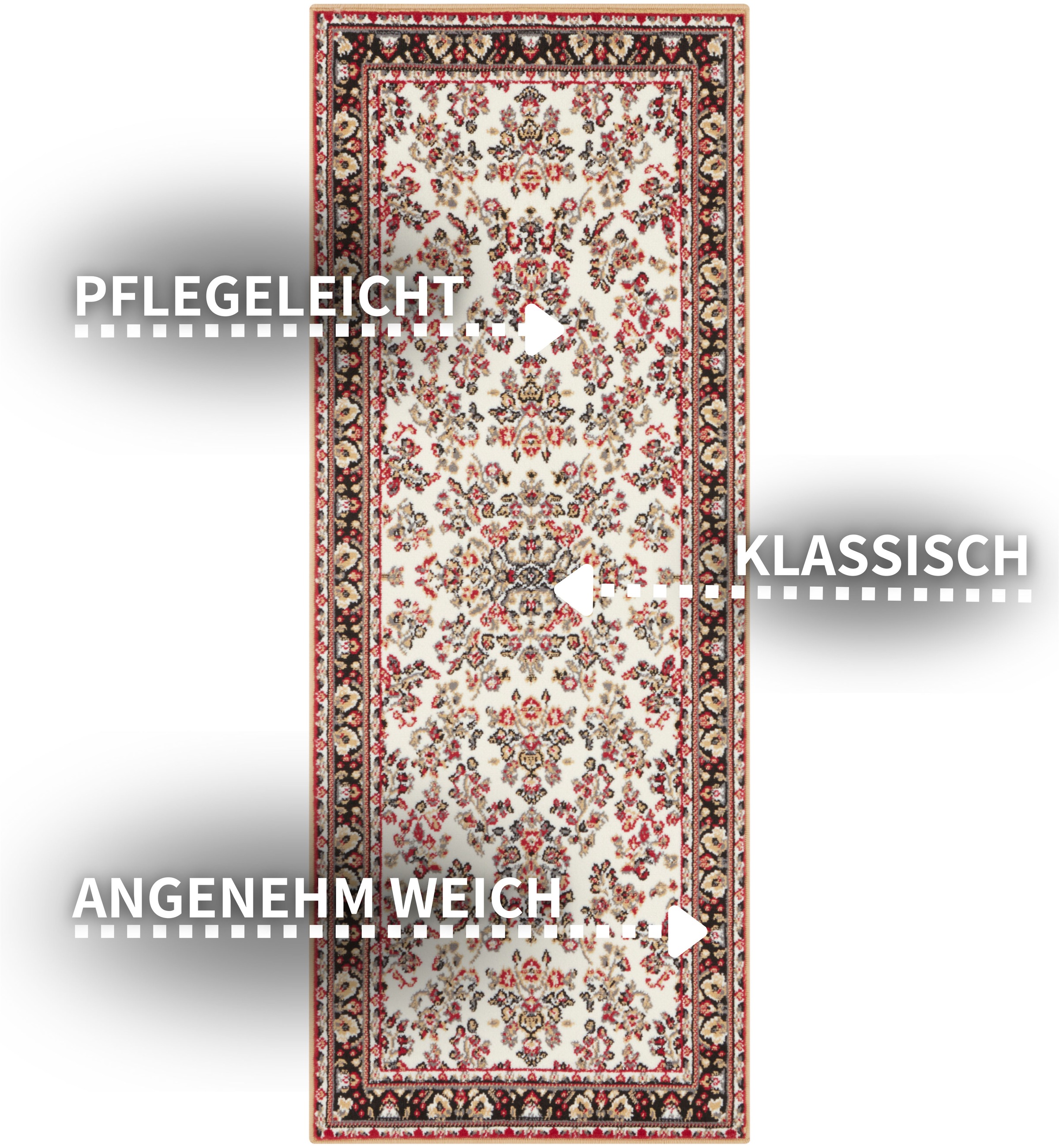 my home Teppich »Halton«, rechteckig, 8 mm Höhe, Kurzflor, Orient-Optik, mit Bordüre, Läufer, pflegeleicht, gekettelt