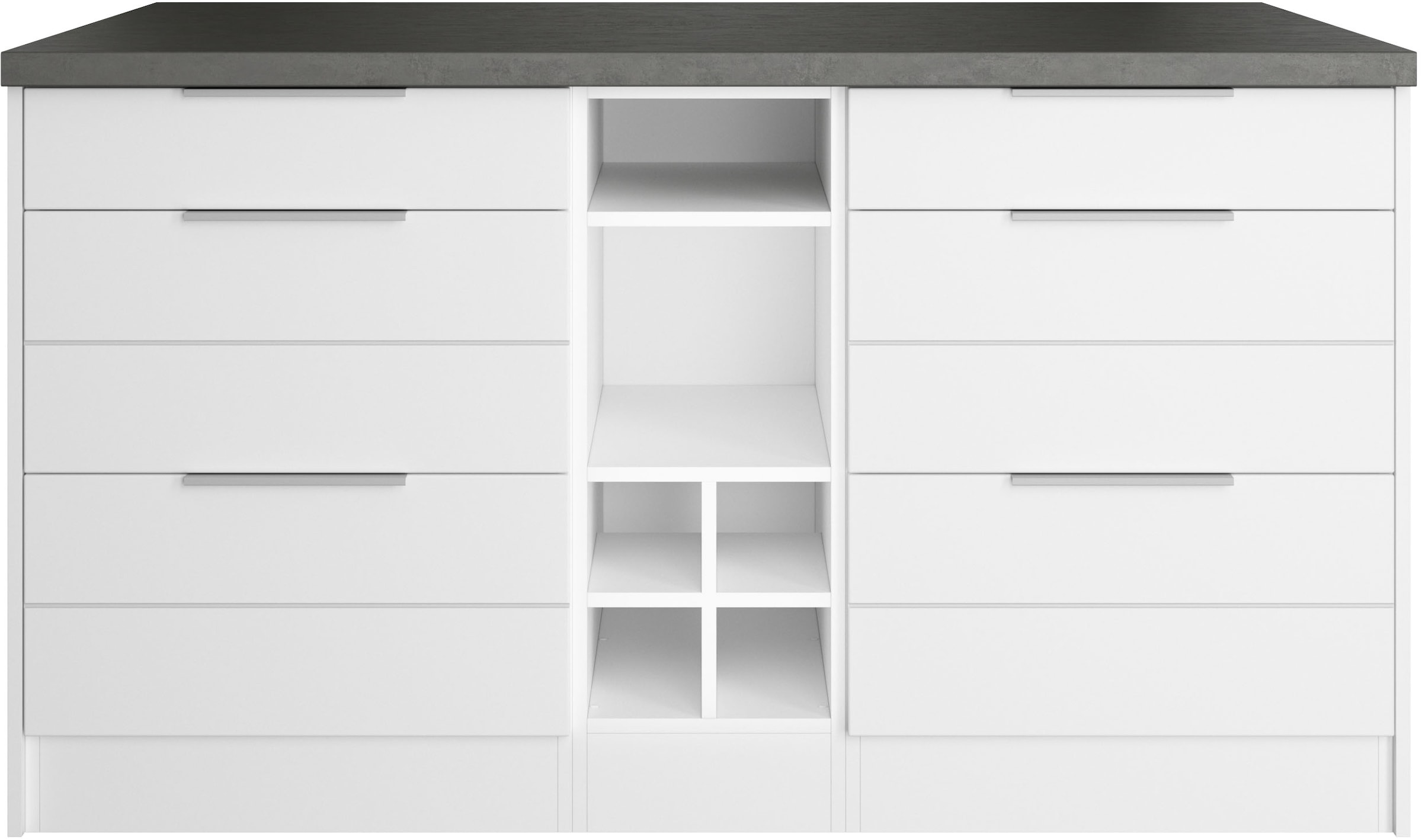 KOCHSTATION Kücheninsel »KS-Luhe, Breite 153 cm, mit Flaschenregal«, MDF-Fronten, Arbeitsplatte 38mm stark